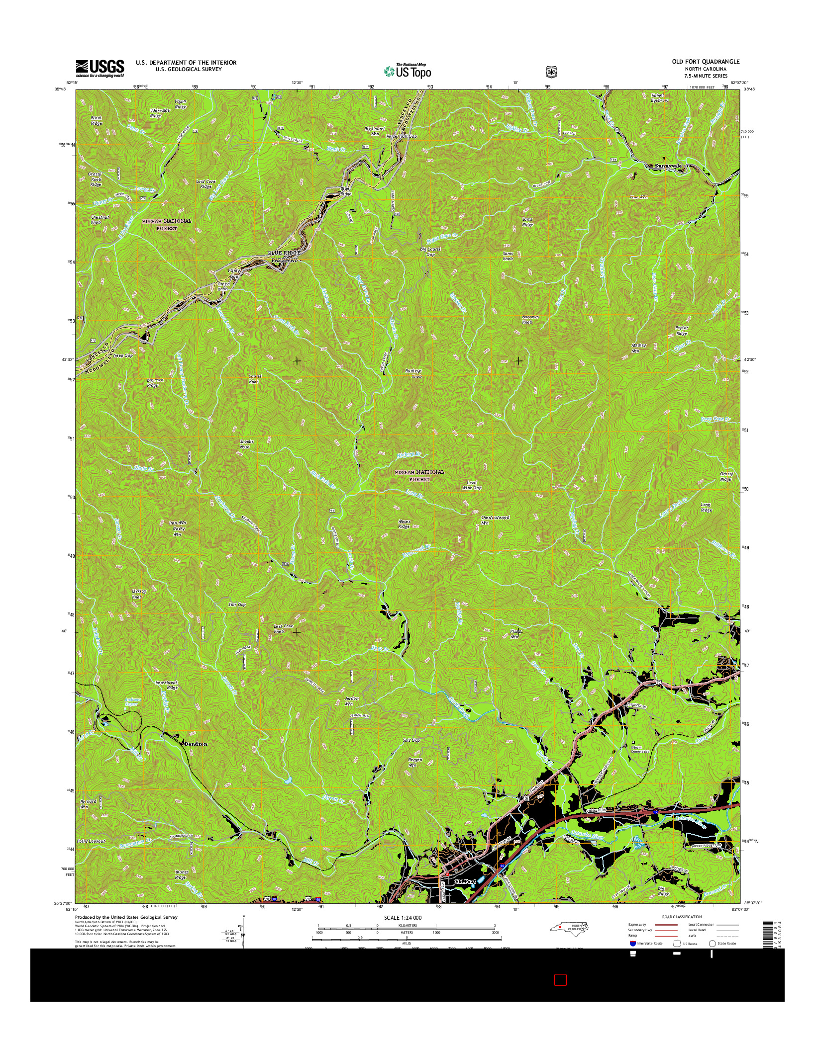 USGS US TOPO 7.5-MINUTE MAP FOR OLD FORT, NC 2016