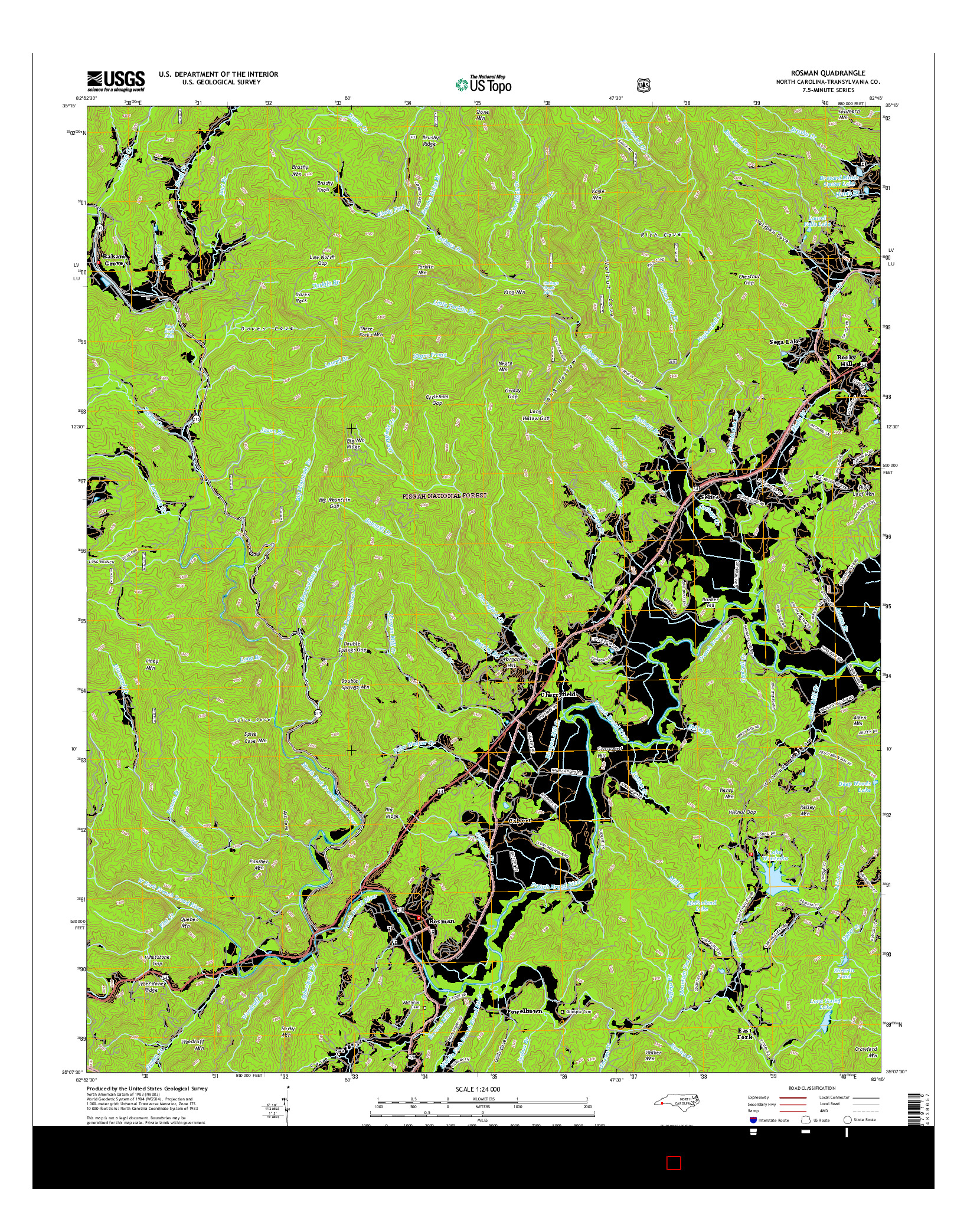 USGS US TOPO 7.5-MINUTE MAP FOR ROSMAN, NC 2016