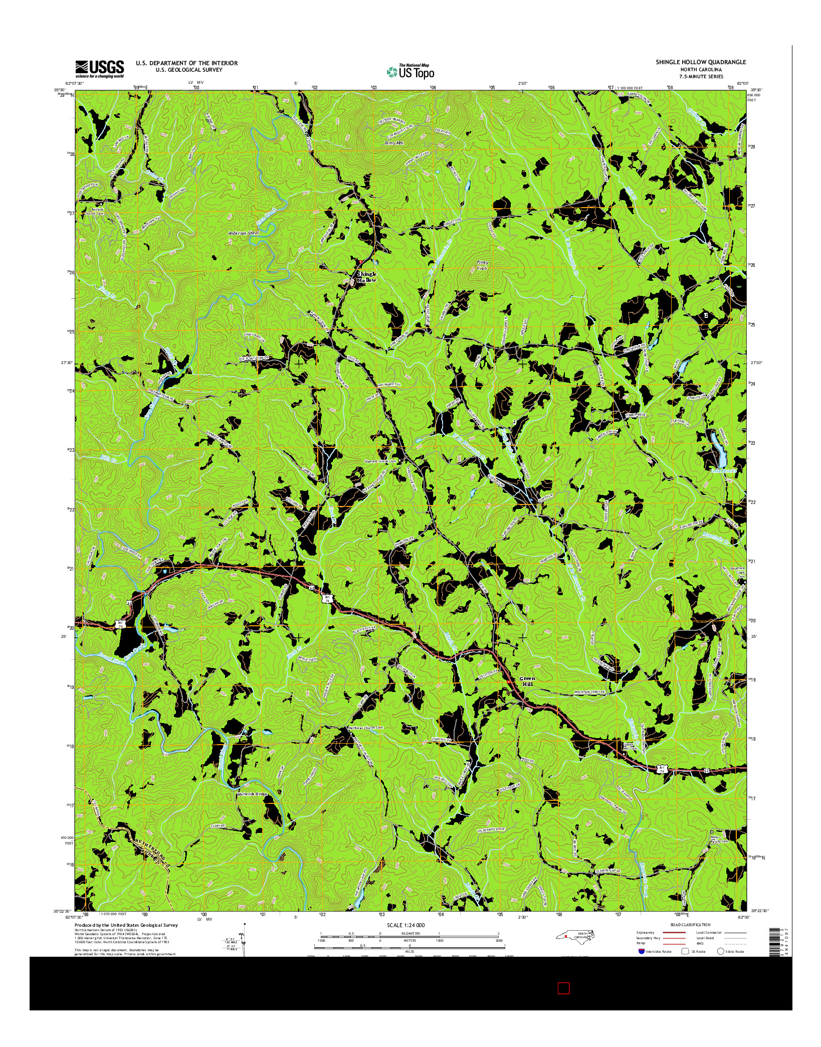 USGS US TOPO 7.5-MINUTE MAP FOR SHINGLE HOLLOW, NC 2016