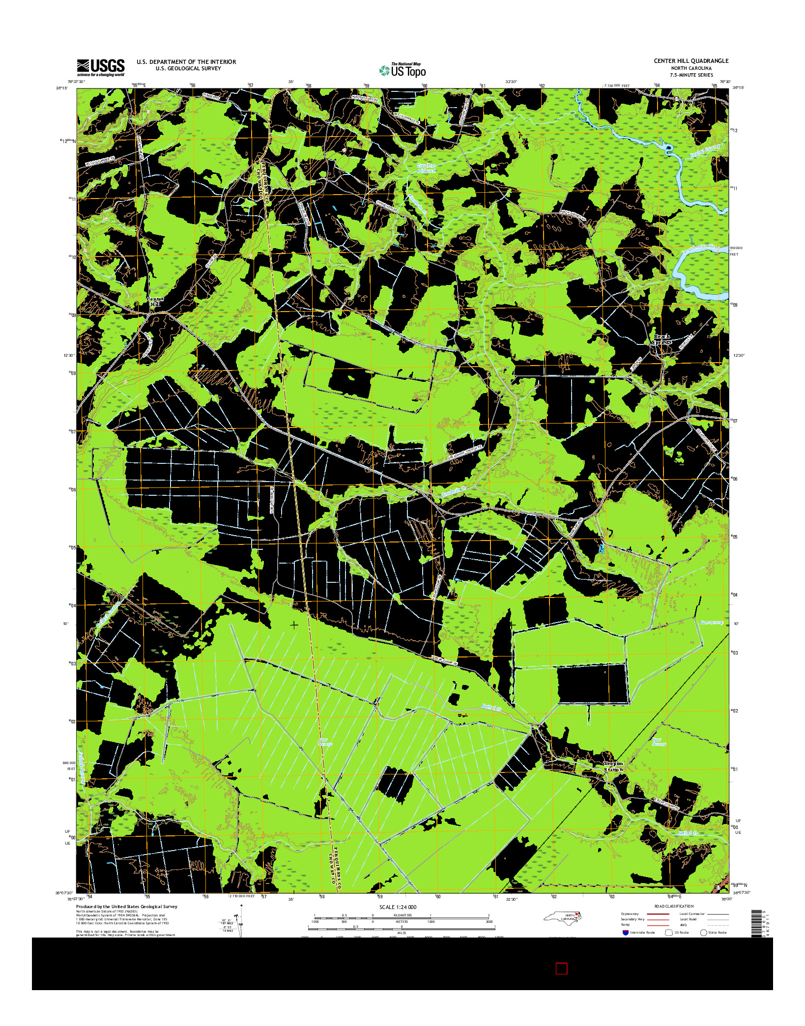 USGS US TOPO 7.5-MINUTE MAP FOR CENTER HILL, NC 2016