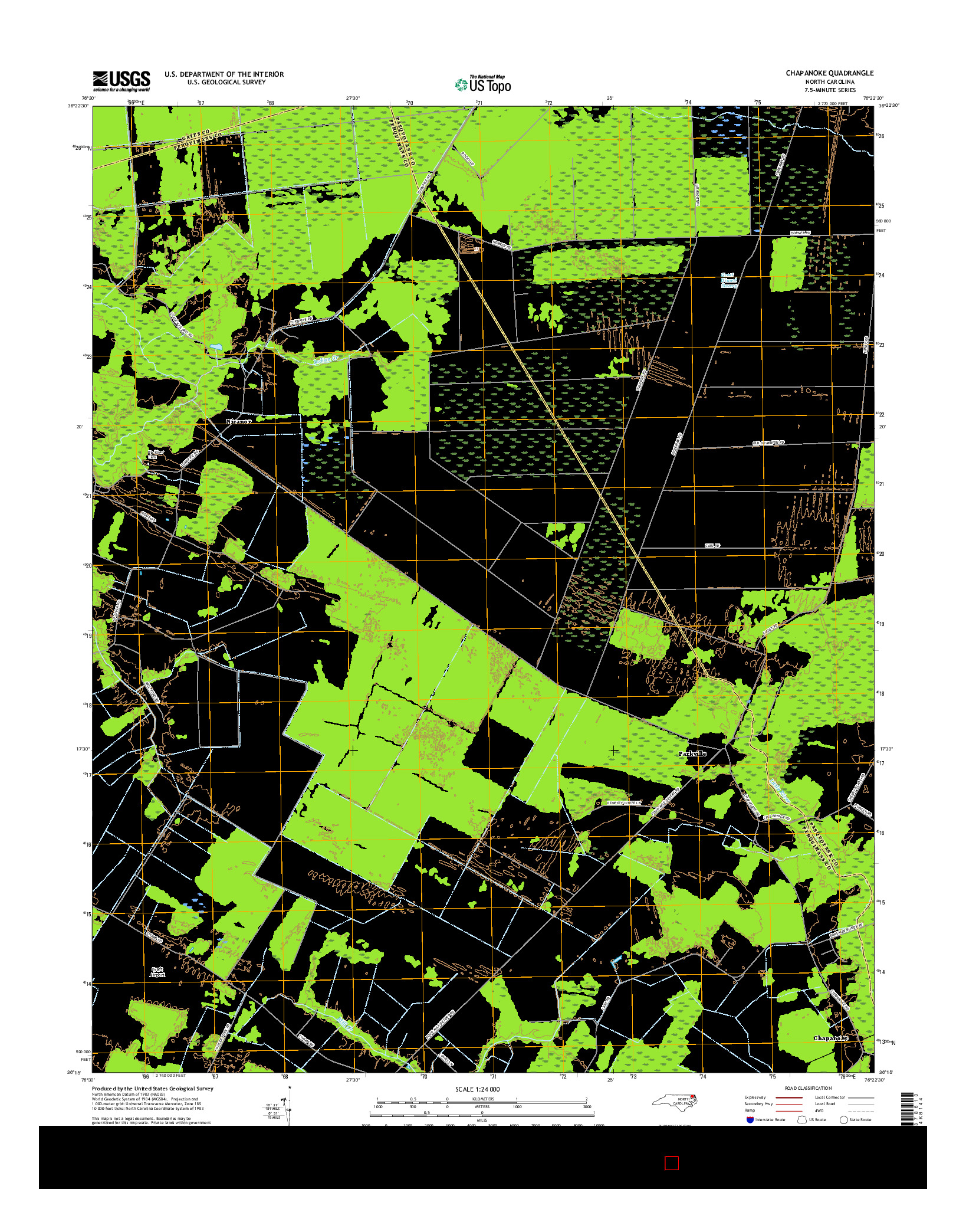 USGS US TOPO 7.5-MINUTE MAP FOR CHAPANOKE, NC 2016