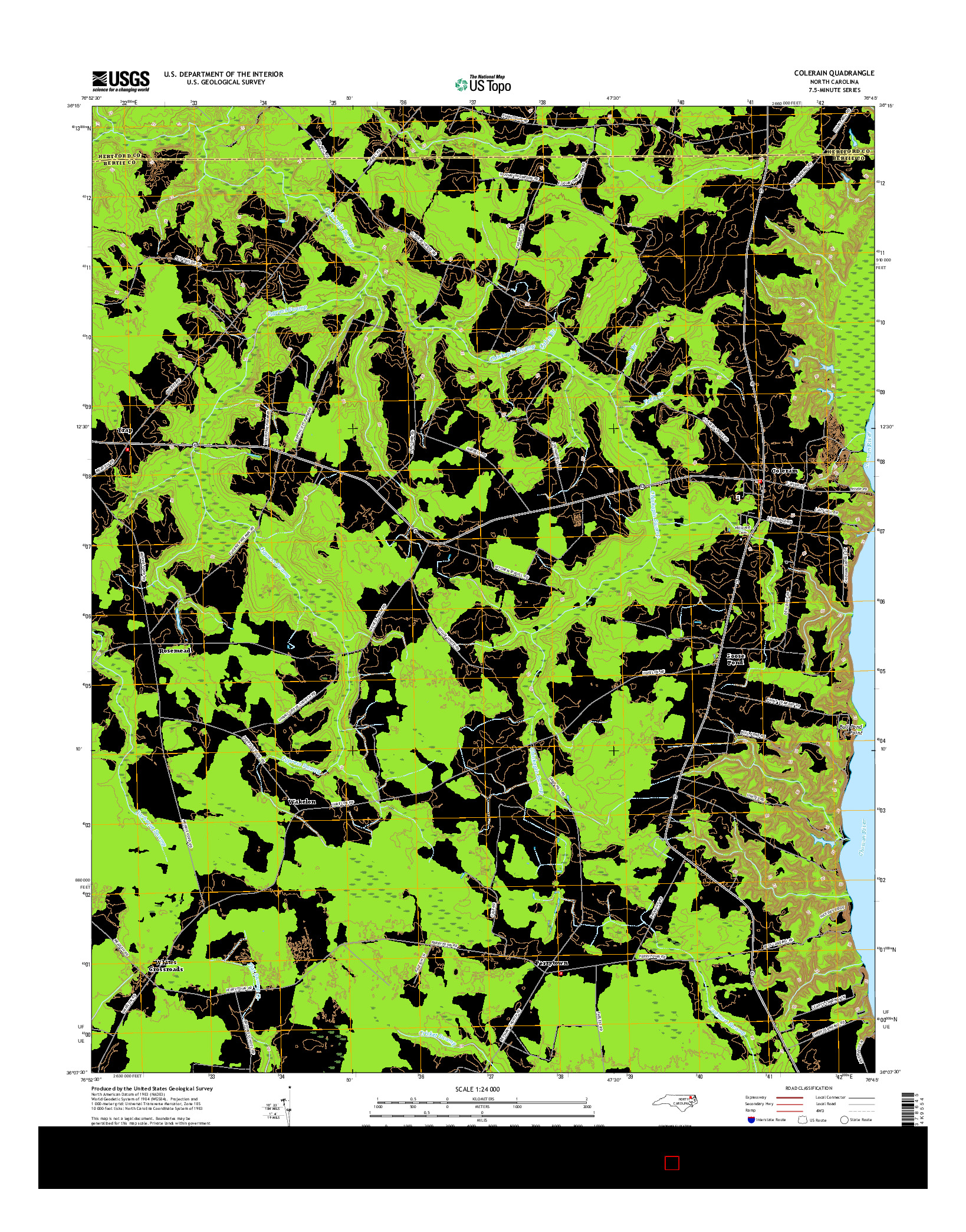 USGS US TOPO 7.5-MINUTE MAP FOR COLERAIN, NC 2016