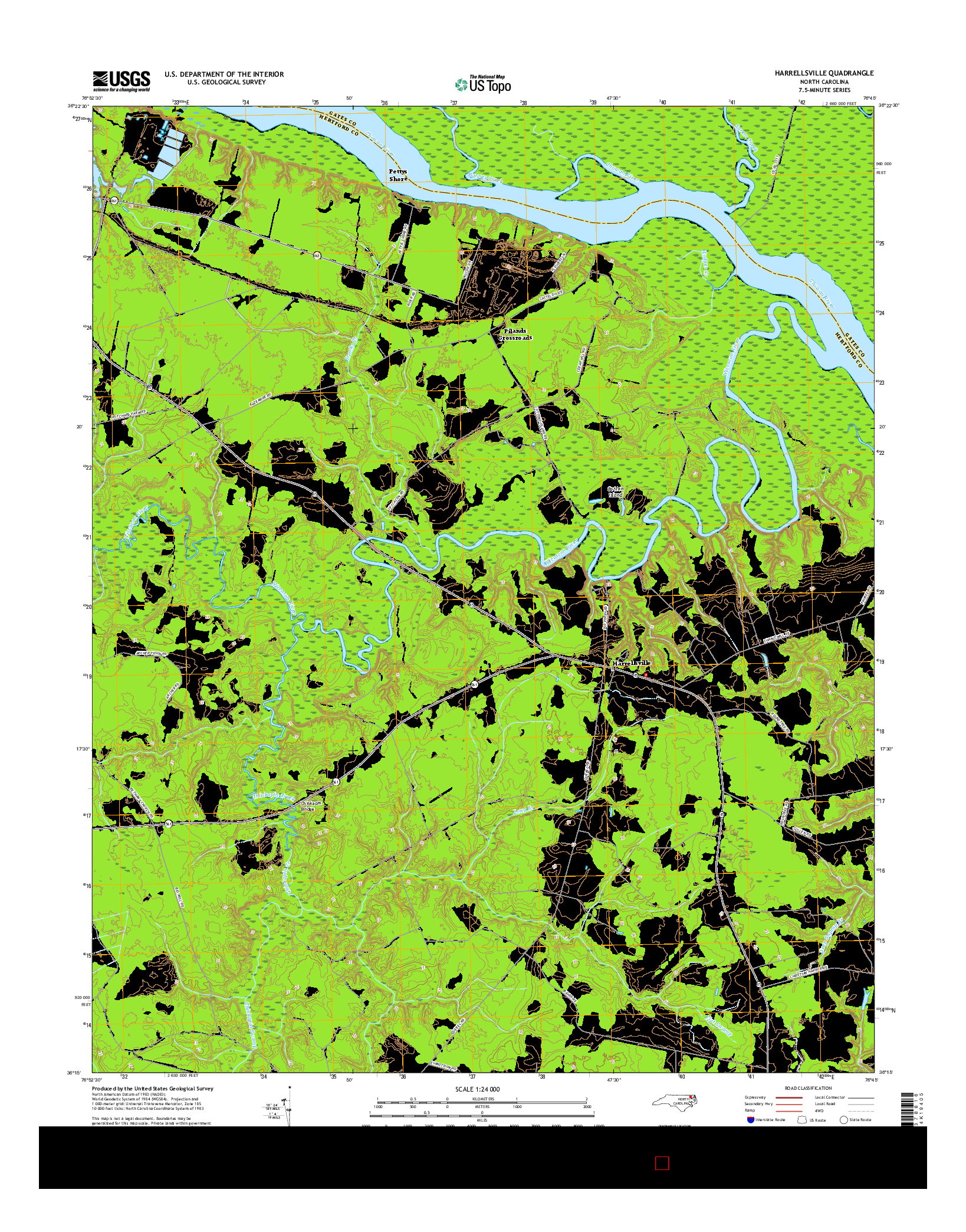 USGS US TOPO 7.5-MINUTE MAP FOR HARRELLSVILLE, NC 2016