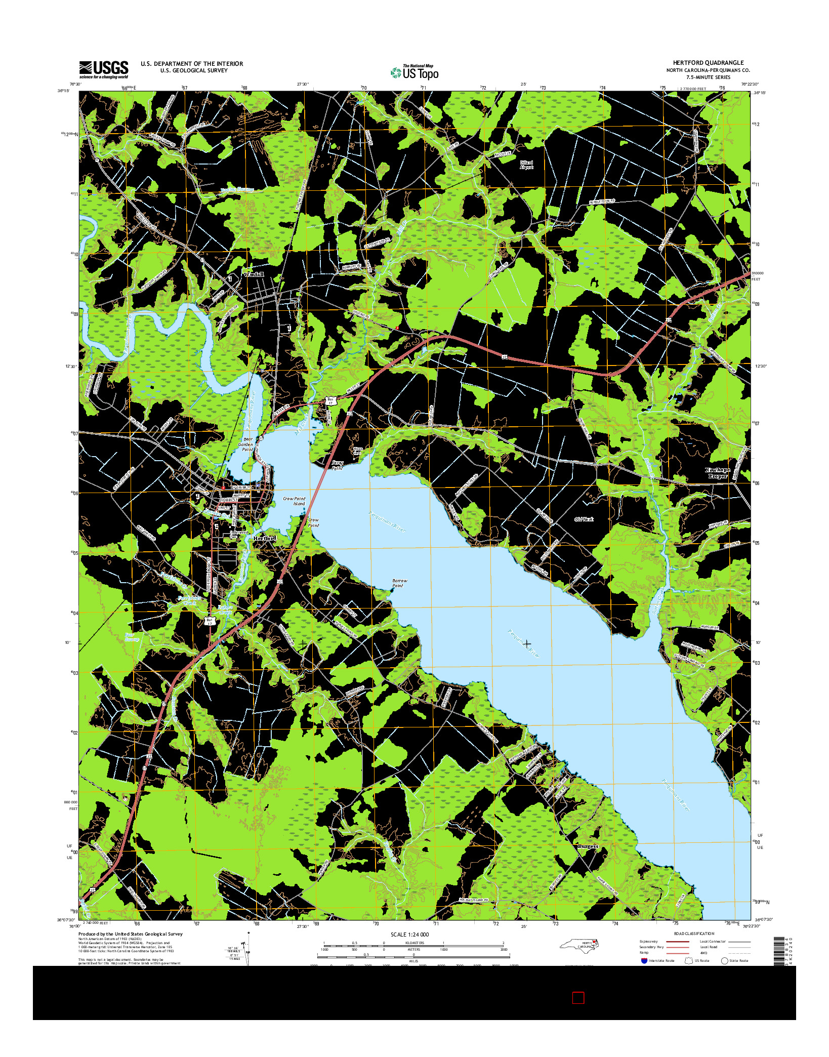 USGS US TOPO 7.5-MINUTE MAP FOR HERTFORD, NC 2016