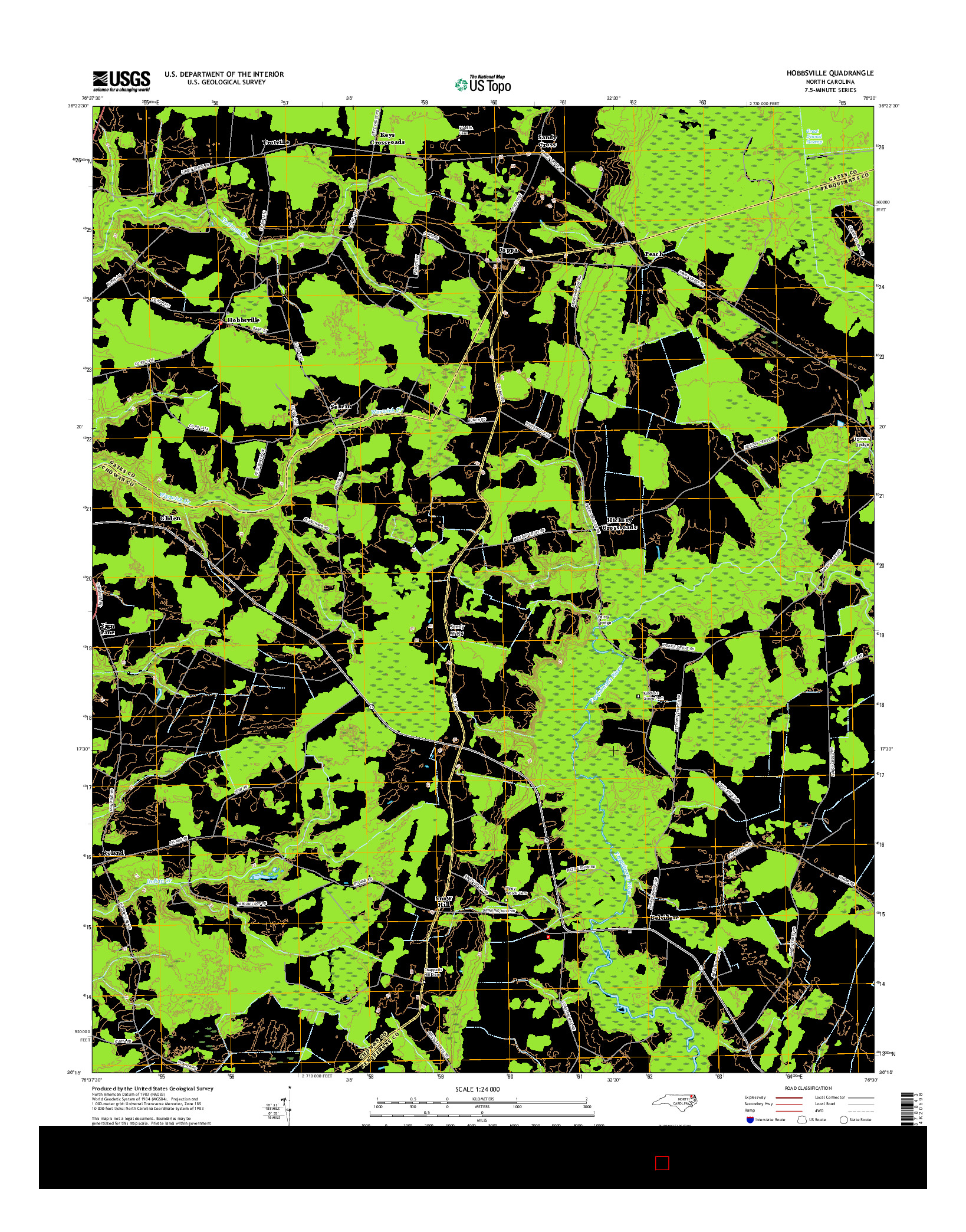 USGS US TOPO 7.5-MINUTE MAP FOR HOBBSVILLE, NC 2016