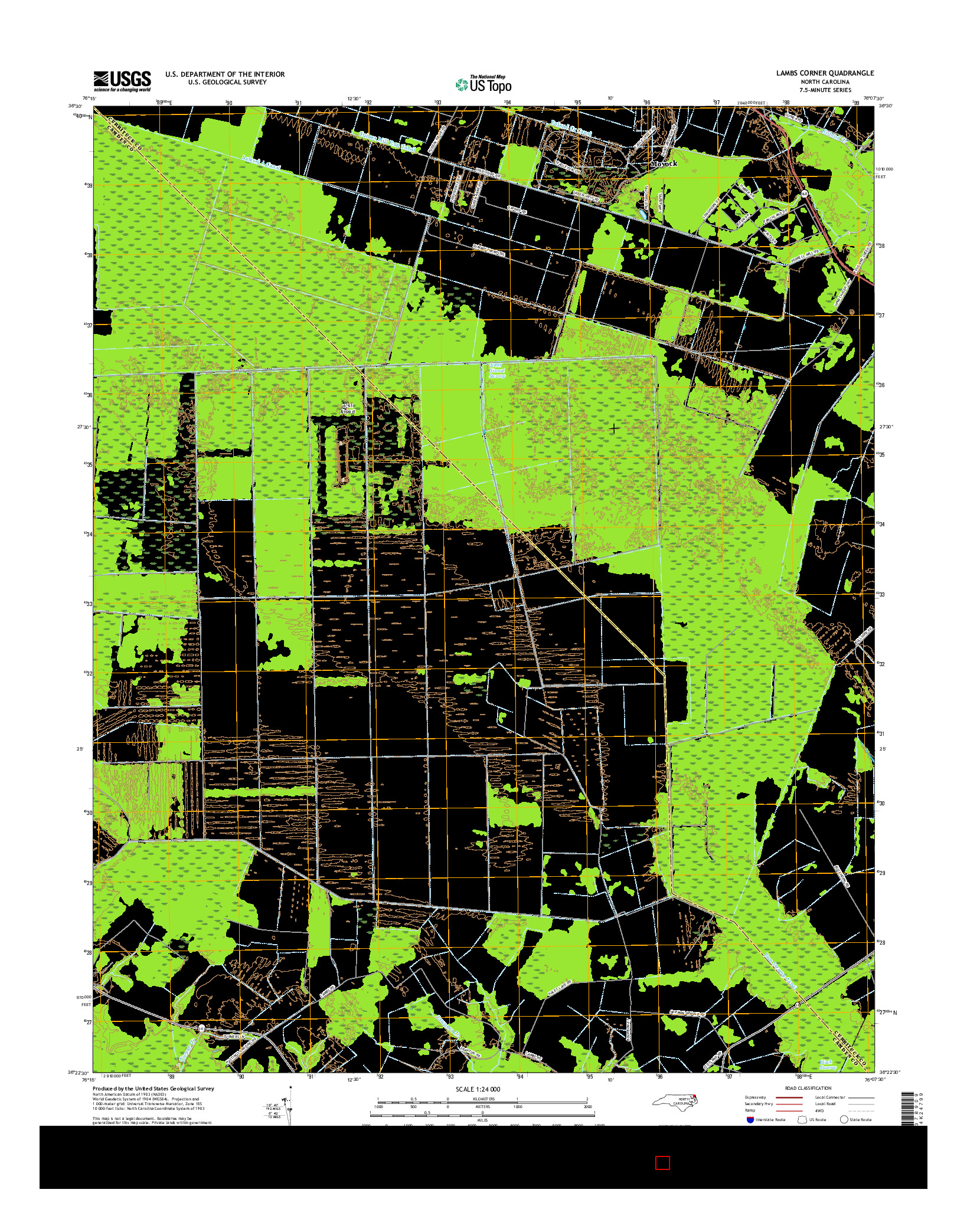 USGS US TOPO 7.5-MINUTE MAP FOR LAMBS CORNER, NC 2016