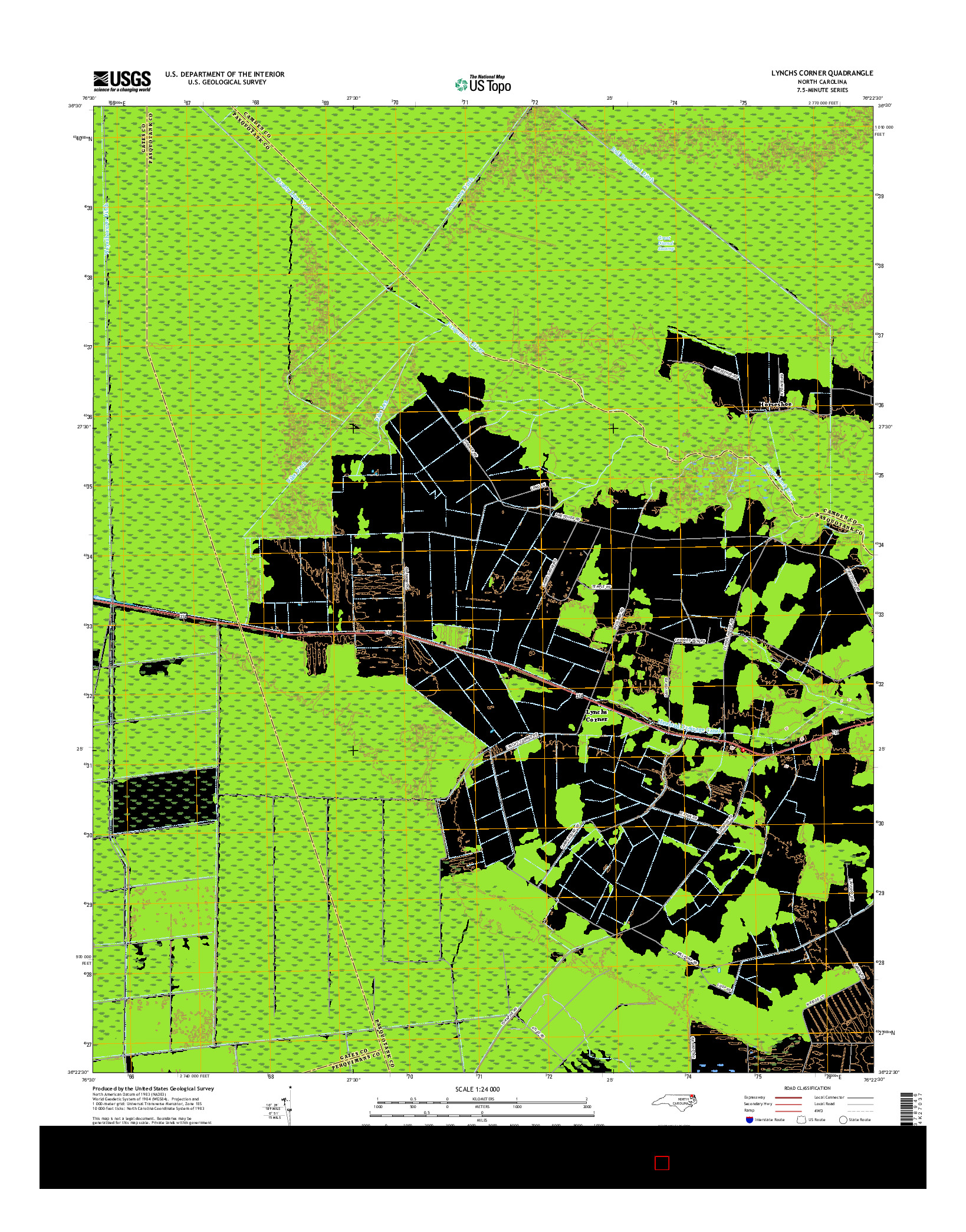 USGS US TOPO 7.5-MINUTE MAP FOR LYNCHS CORNER, NC 2016