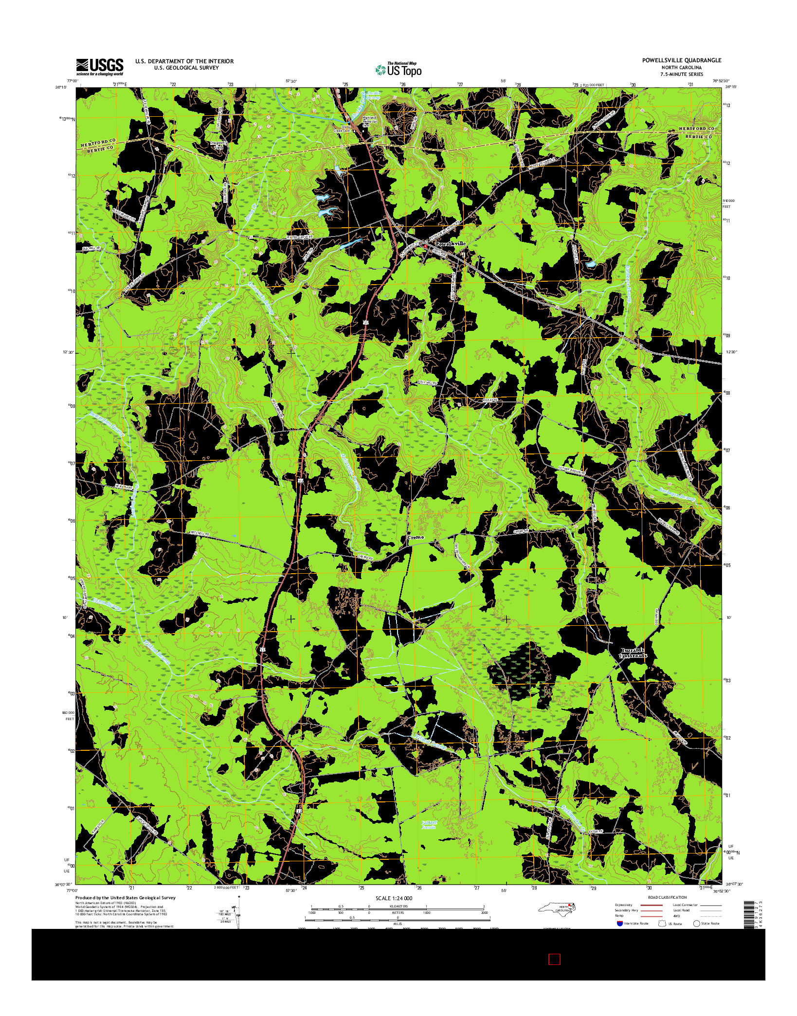 USGS US TOPO 7.5-MINUTE MAP FOR POWELLSVILLE, NC 2016