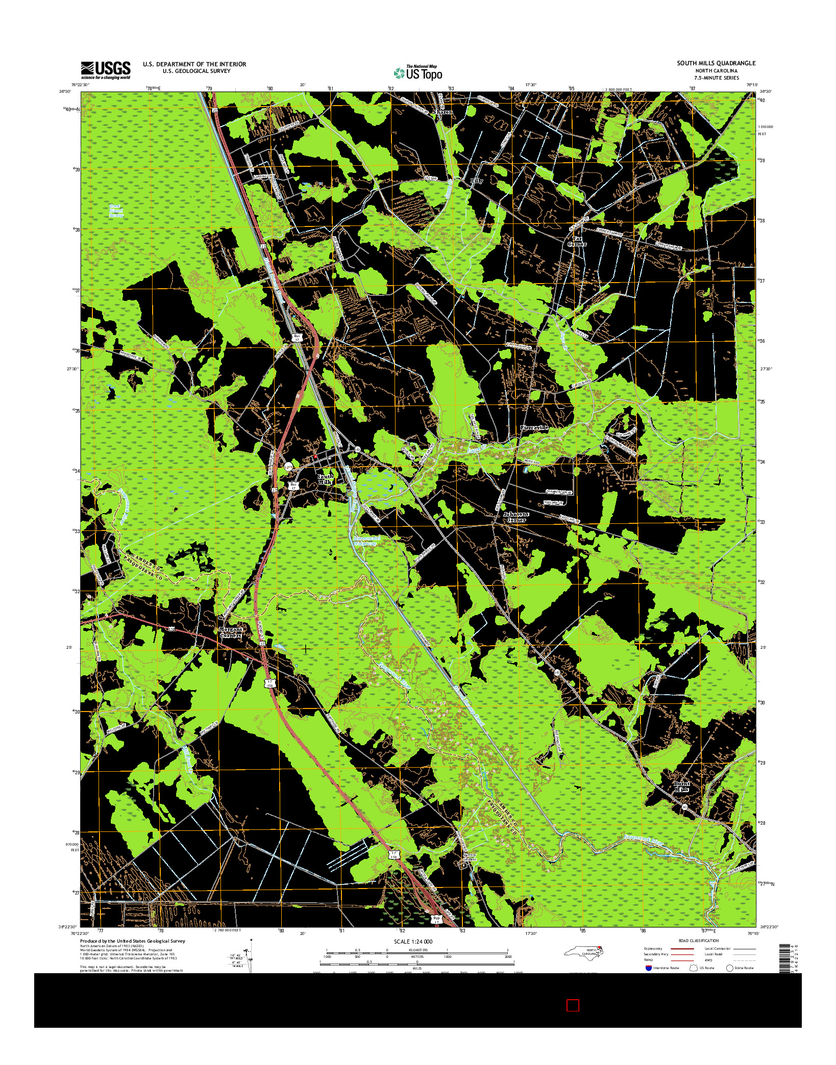 USGS US TOPO 7.5-MINUTE MAP FOR SOUTH MILLS, NC 2016