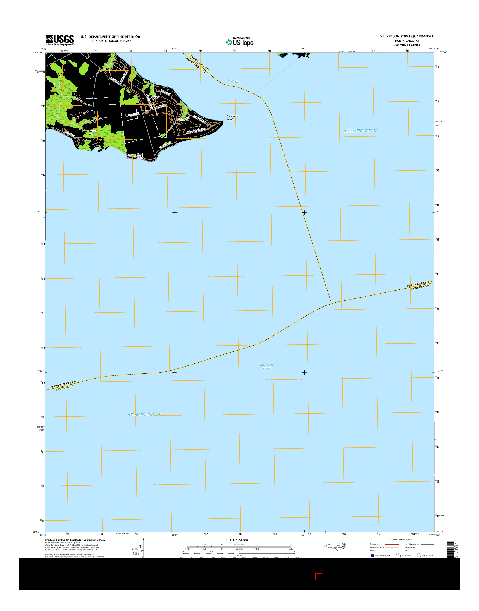 USGS US TOPO 7.5-MINUTE MAP FOR STEVENSON POINT, NC 2016