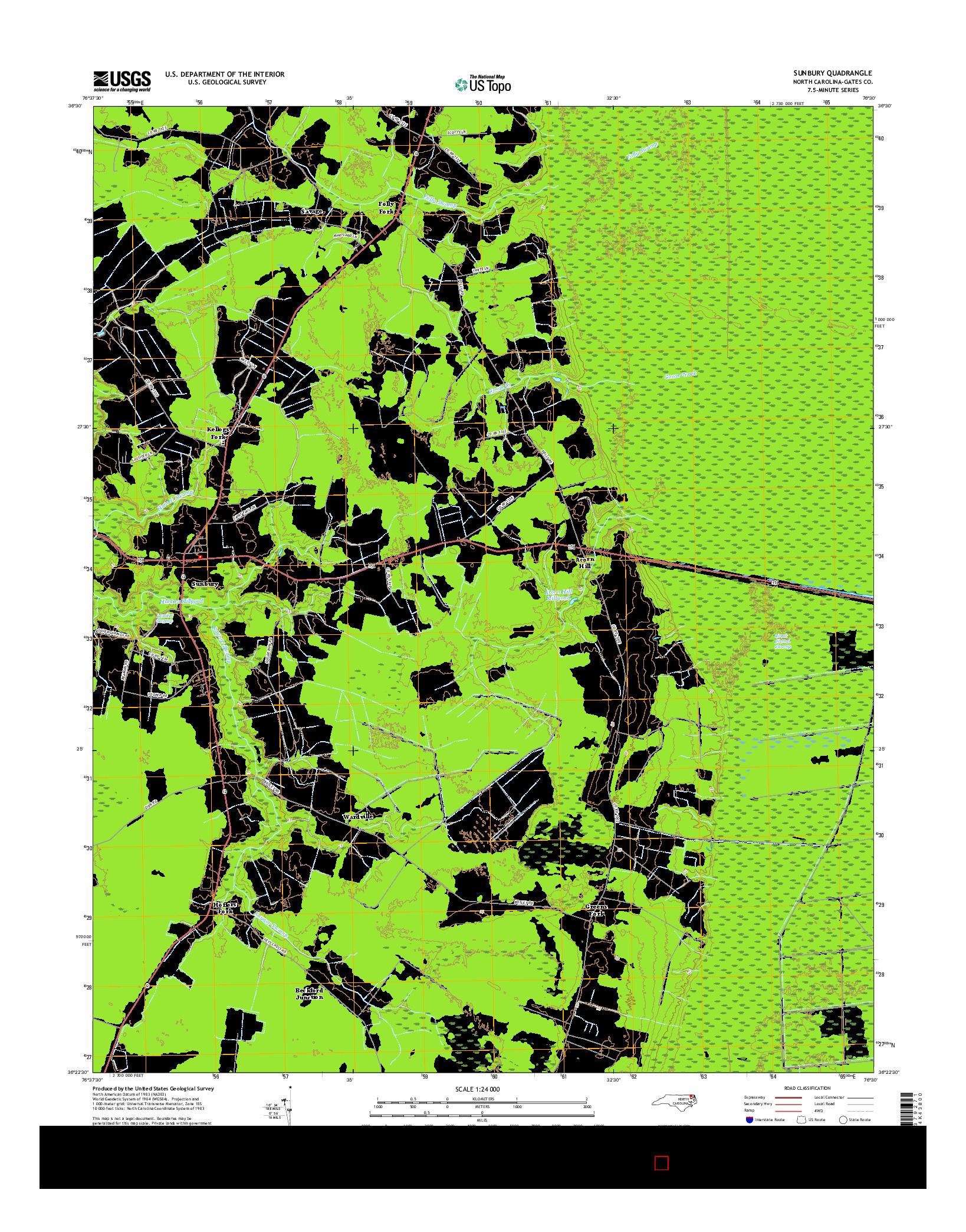 USGS US TOPO 7.5-MINUTE MAP FOR SUNBURY, NC 2016