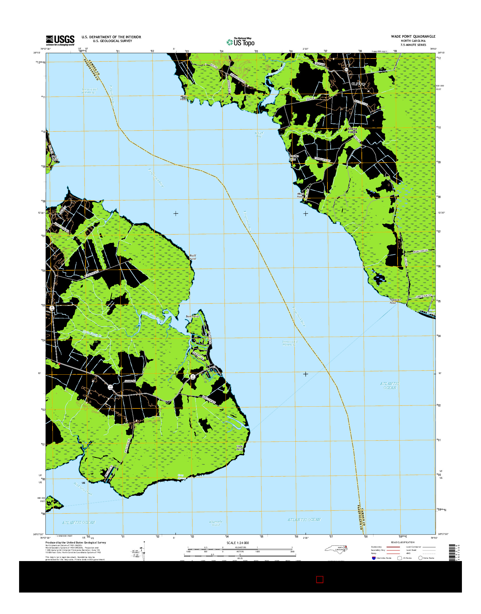 USGS US TOPO 7.5-MINUTE MAP FOR WADE POINT, NC 2016