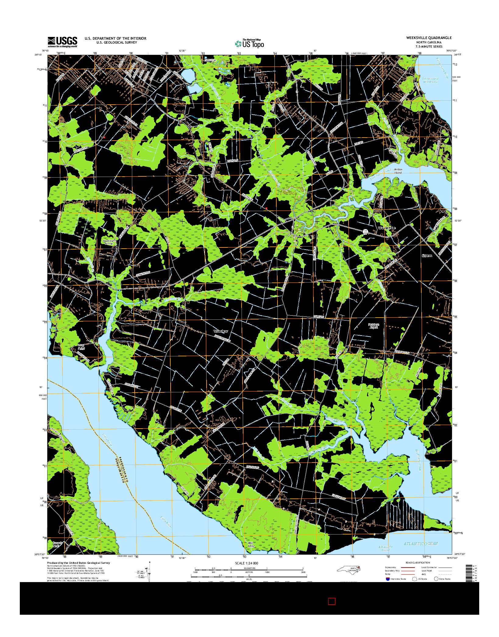 USGS US TOPO 7.5-MINUTE MAP FOR WEEKSVILLE, NC 2016