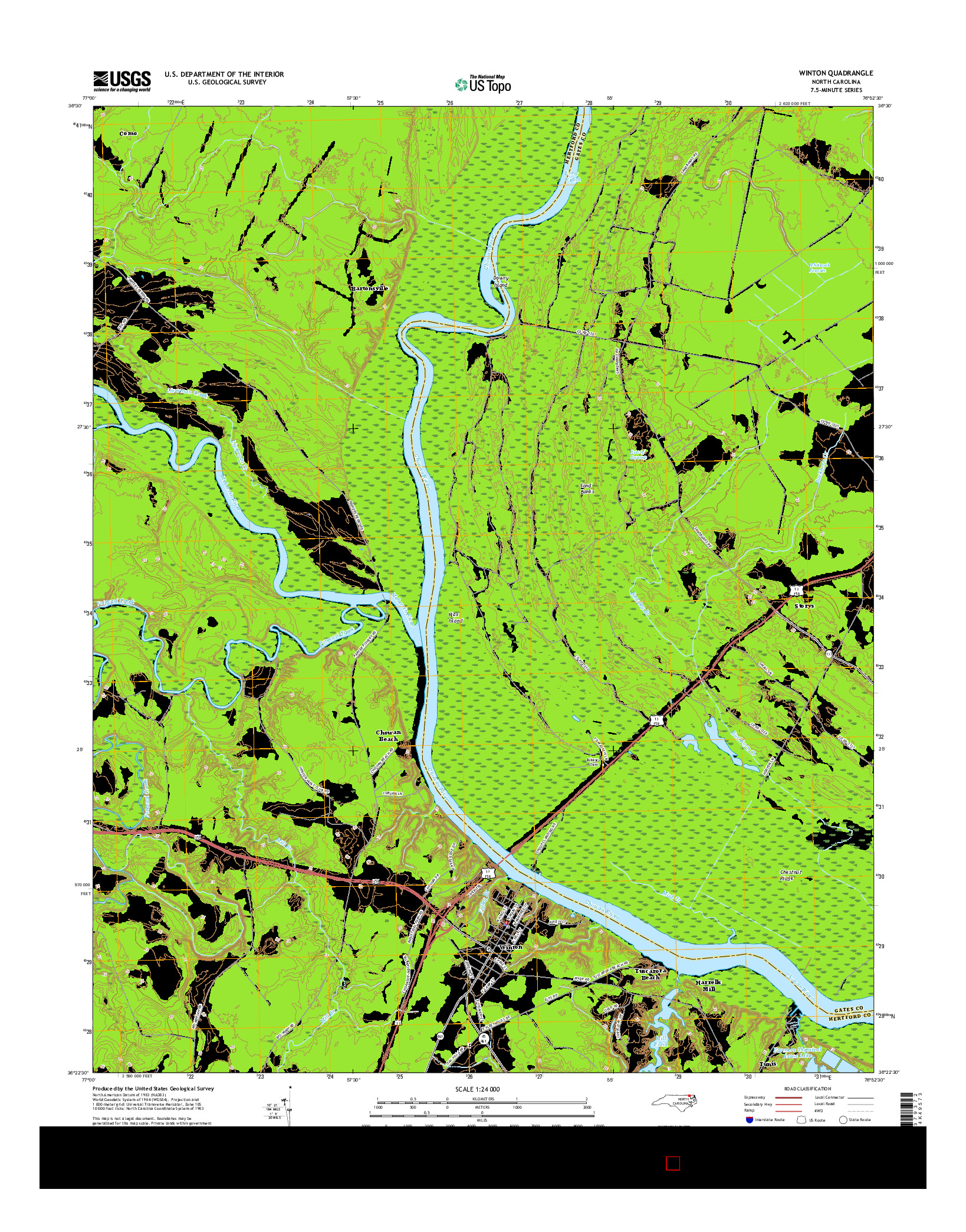 USGS US TOPO 7.5-MINUTE MAP FOR WINTON, NC 2016