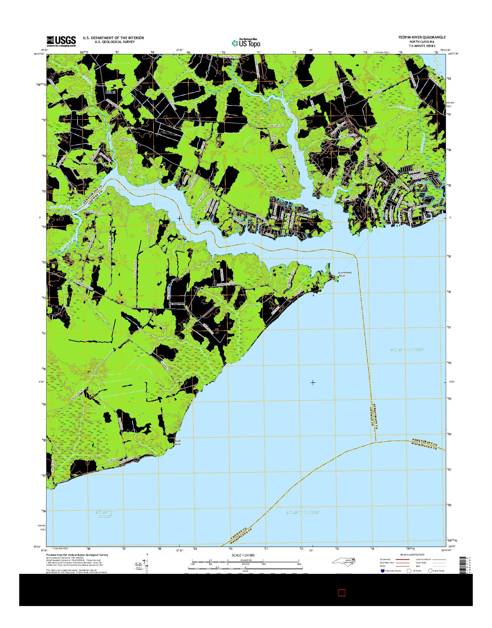 USGS US TOPO 7.5-MINUTE MAP FOR YEOPIM RIVER, NC 2016