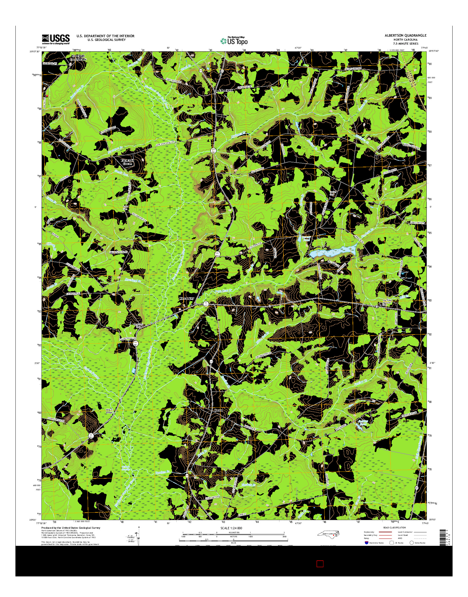 USGS US TOPO 7.5-MINUTE MAP FOR ALBERTSON, NC 2016