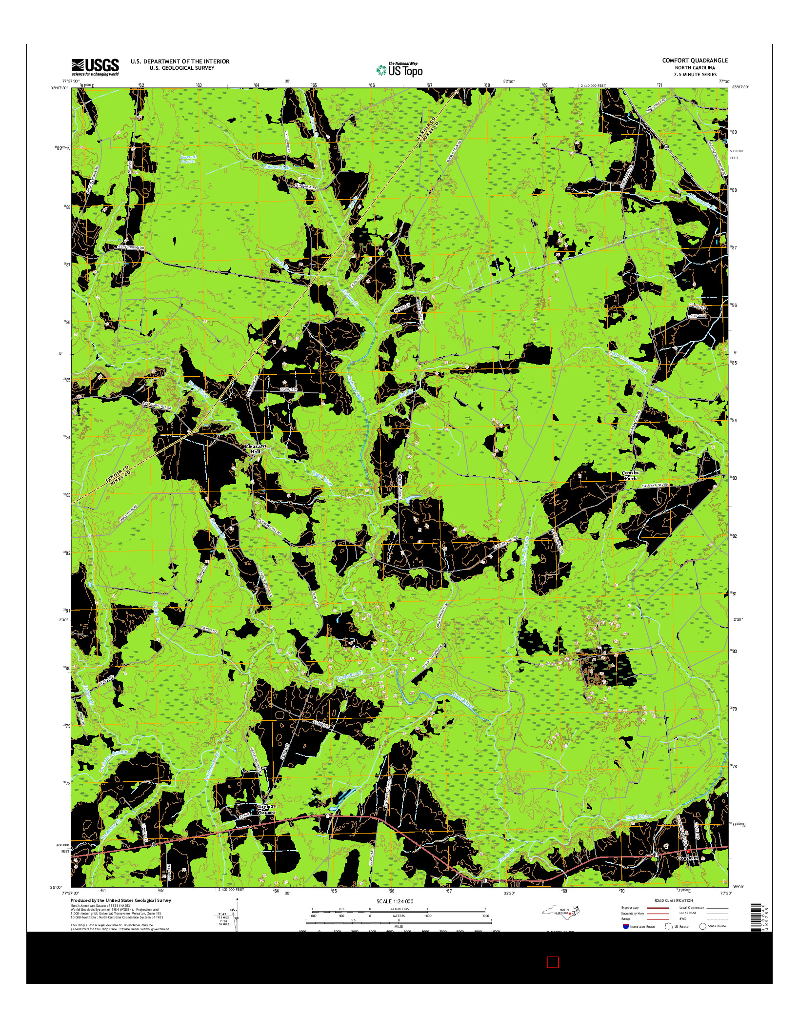 USGS US TOPO 7.5-MINUTE MAP FOR COMFORT, NC 2016