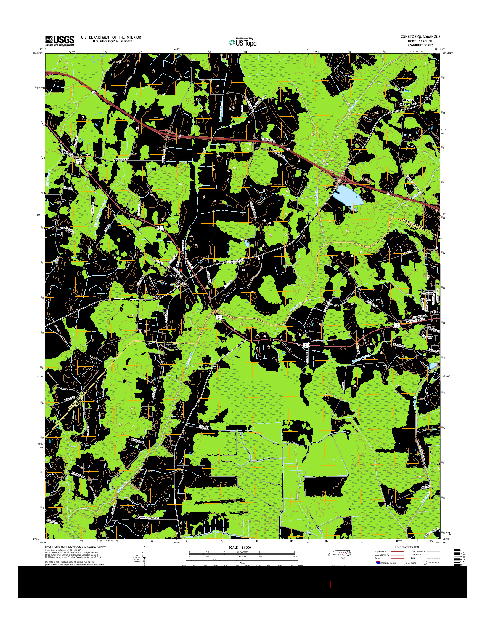 USGS US TOPO 7.5-MINUTE MAP FOR CONETOE, NC 2016