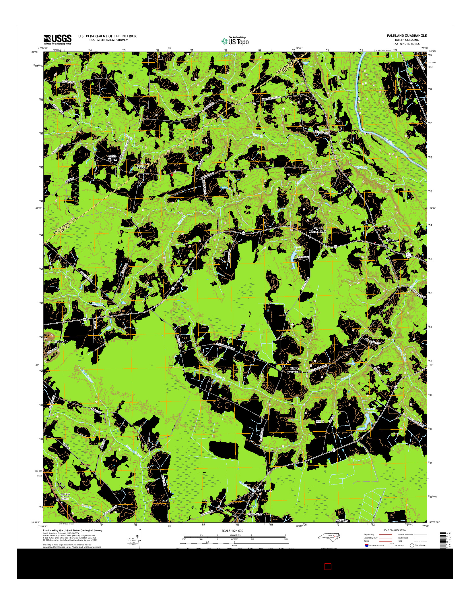 USGS US TOPO 7.5-MINUTE MAP FOR FALKLAND, NC 2016