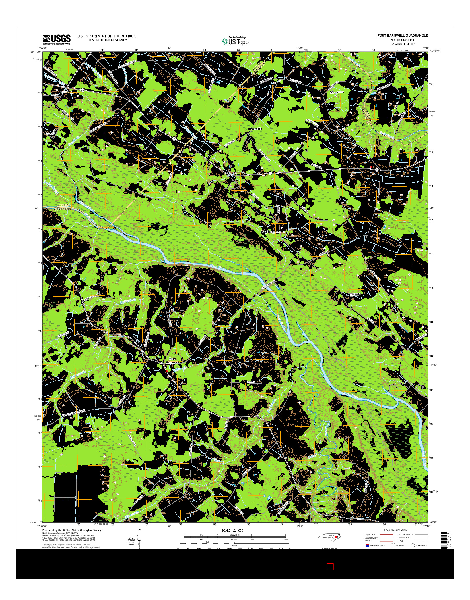 USGS US TOPO 7.5-MINUTE MAP FOR FORT BARNWELL, NC 2016