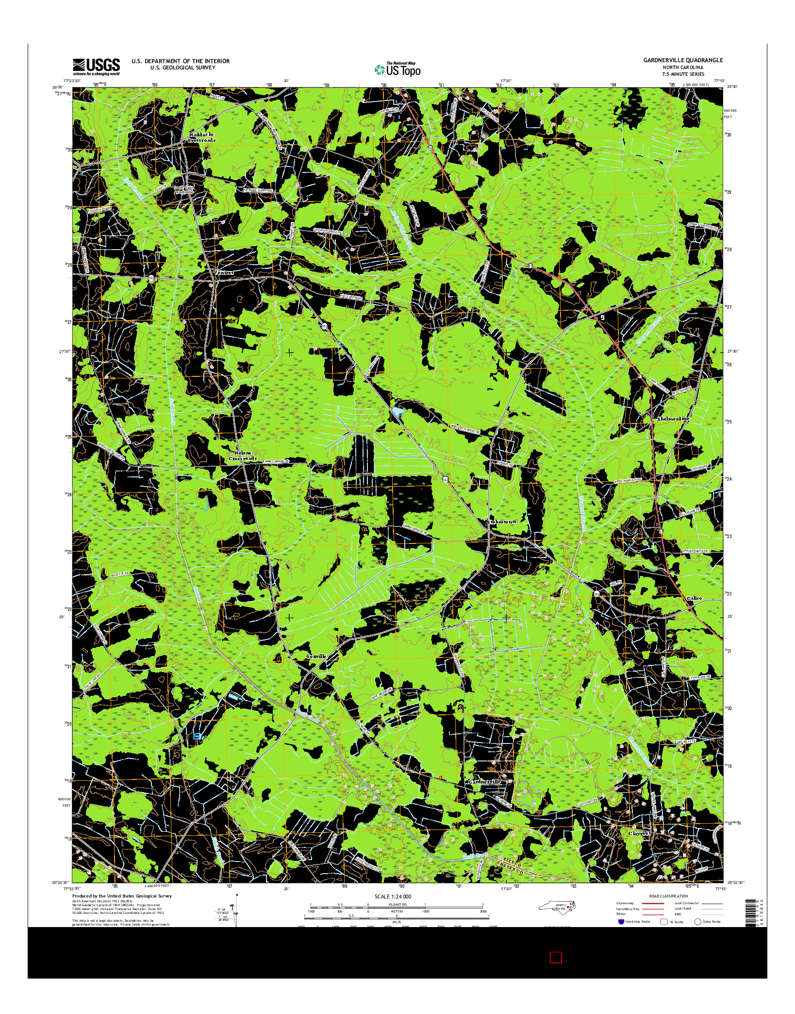 USGS US TOPO 7.5-MINUTE MAP FOR GARDNERVILLE, NC 2016