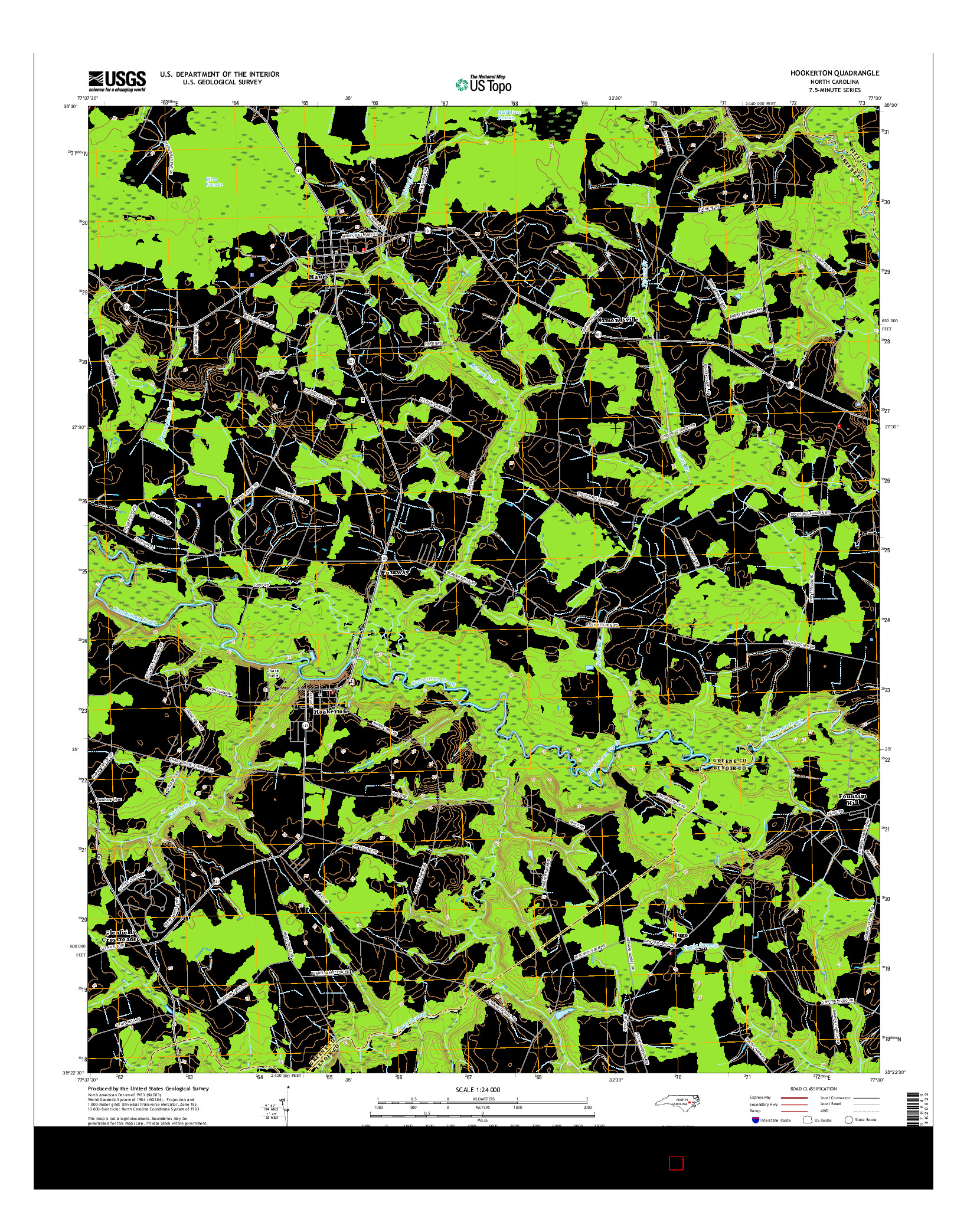 USGS US TOPO 7.5-MINUTE MAP FOR HOOKERTON, NC 2016