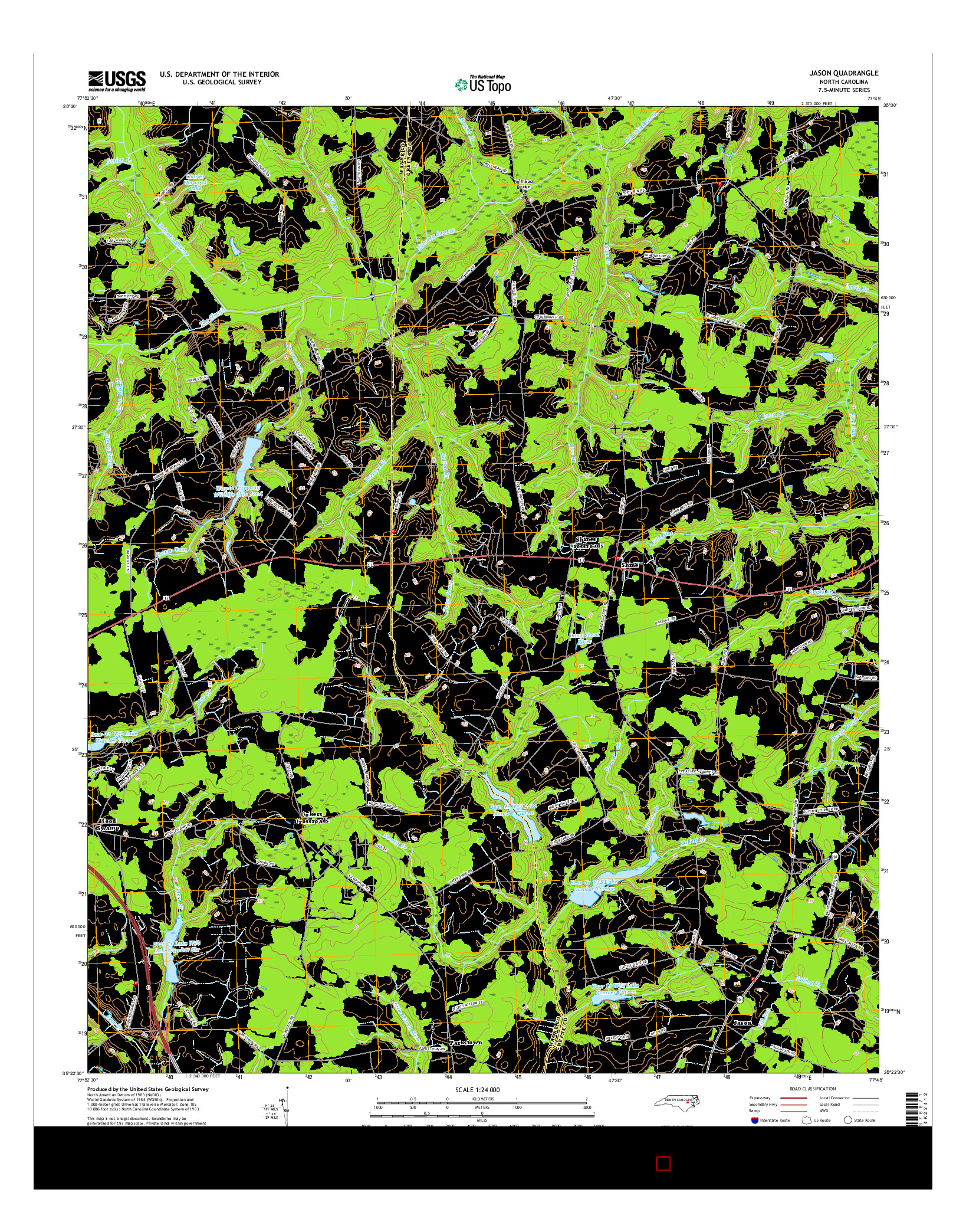 USGS US TOPO 7.5-MINUTE MAP FOR JASON, NC 2016