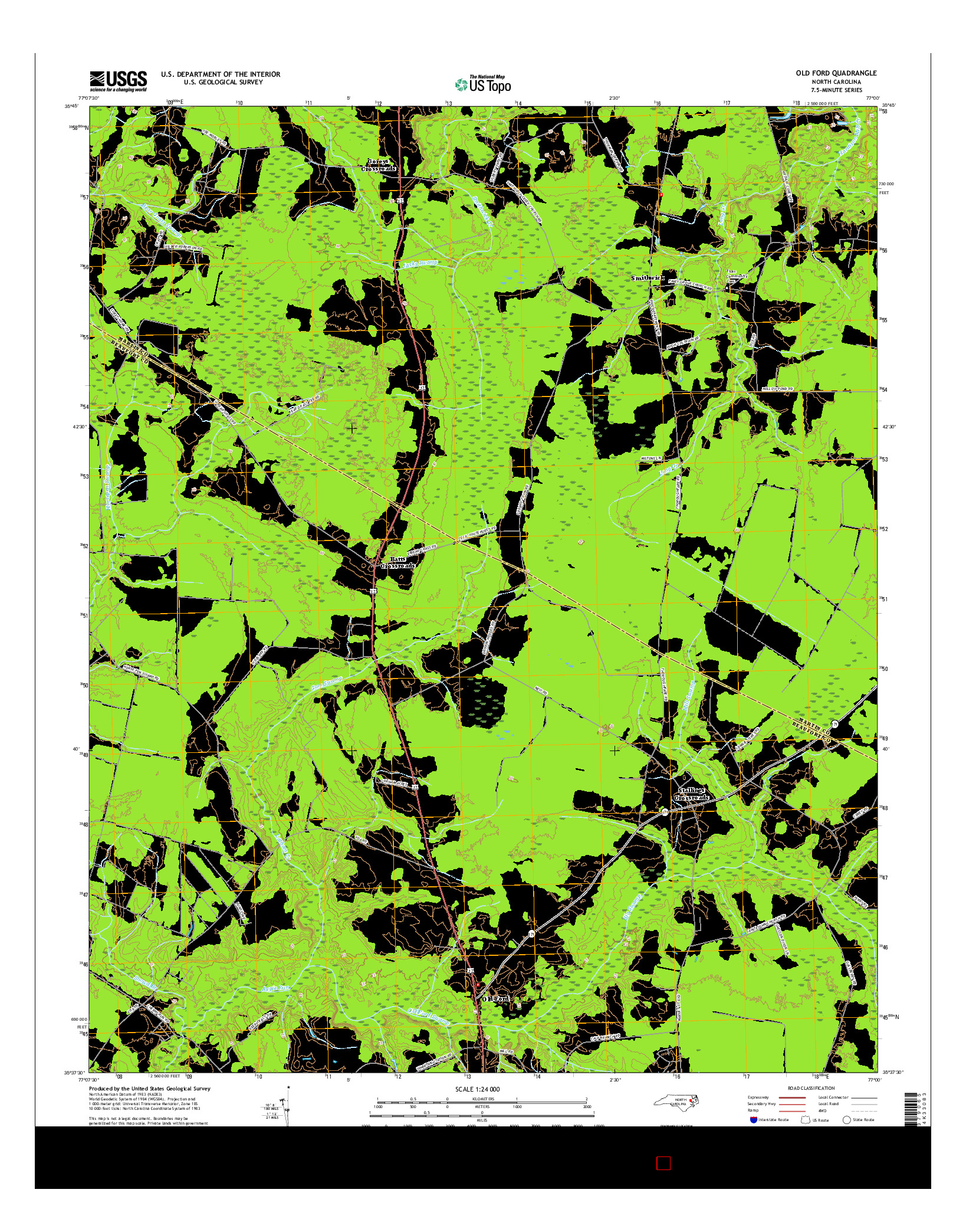 USGS US TOPO 7.5-MINUTE MAP FOR OLD FORD, NC 2016