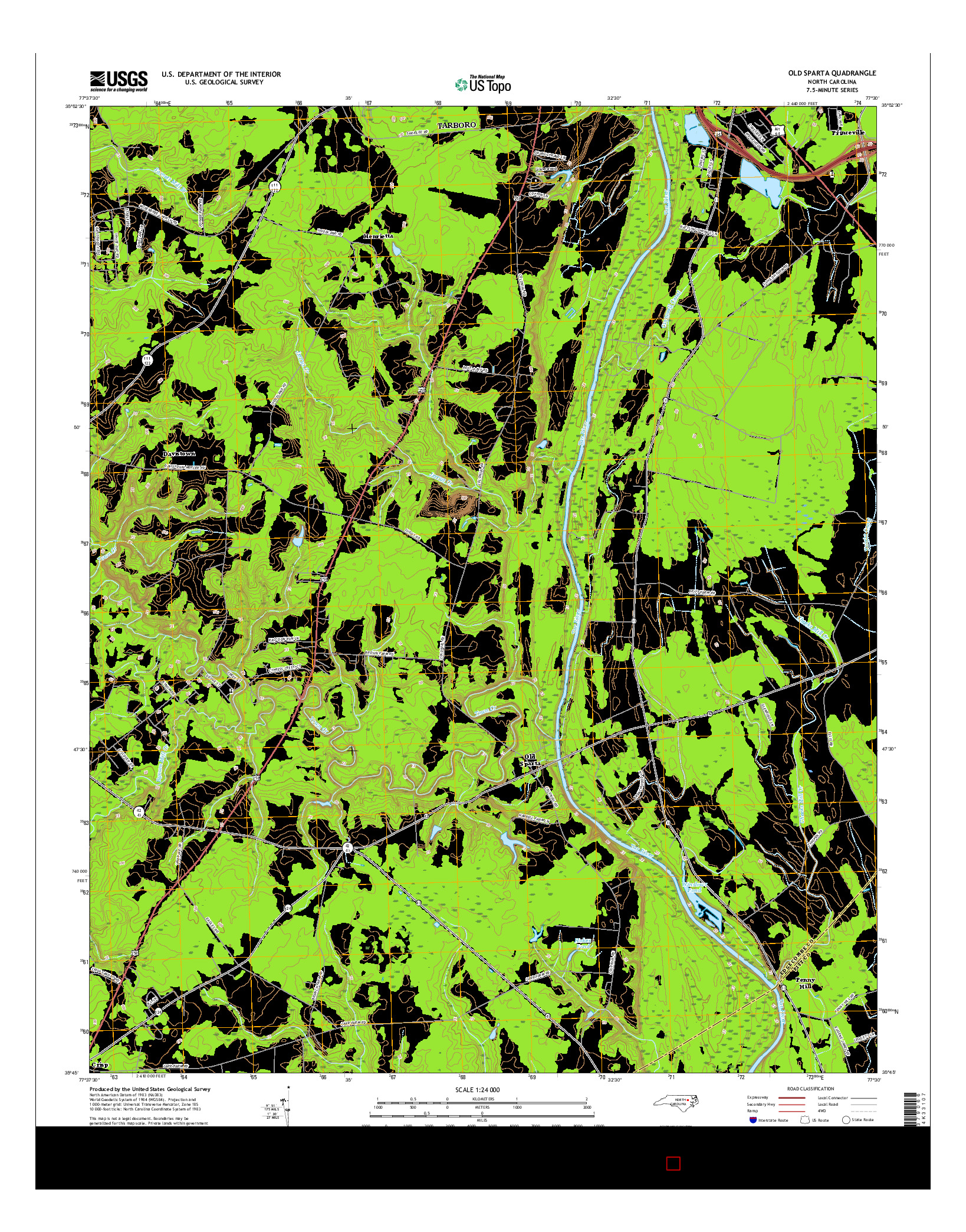 USGS US TOPO 7.5-MINUTE MAP FOR OLD SPARTA, NC 2016