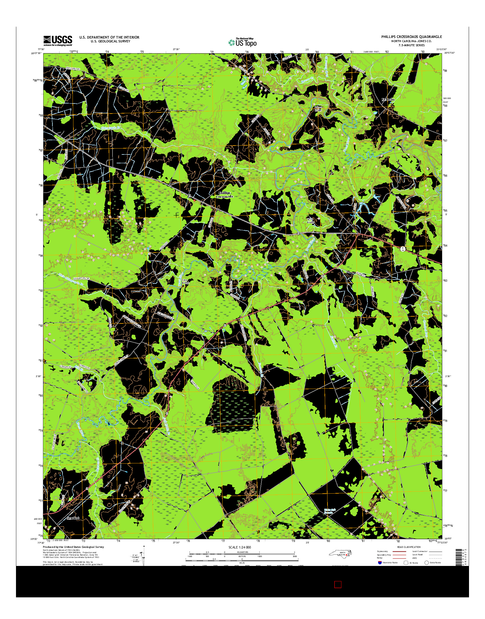 USGS US TOPO 7.5-MINUTE MAP FOR PHILLIPS CROSSROADS, NC 2016