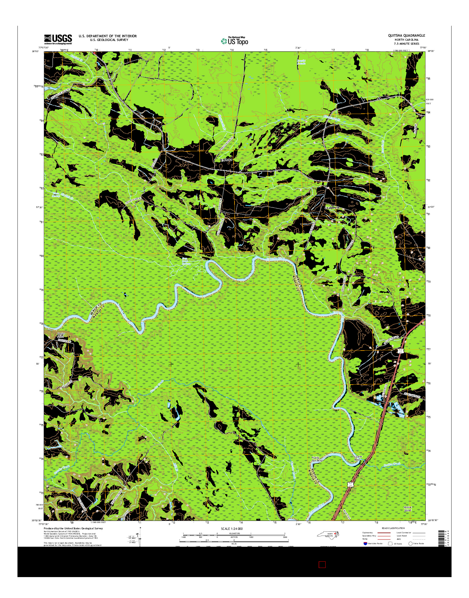 USGS US TOPO 7.5-MINUTE MAP FOR QUITSNA, NC 2016