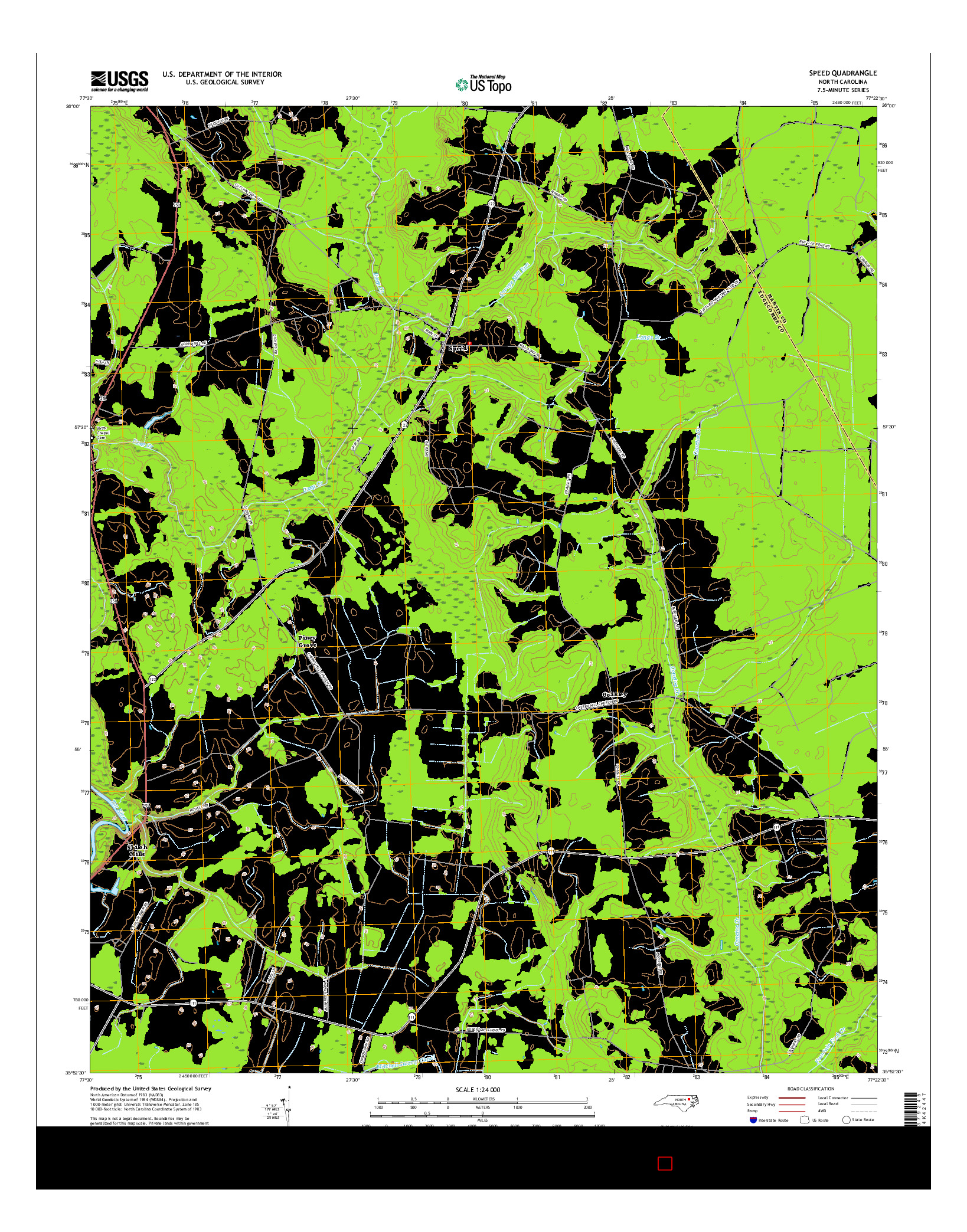 USGS US TOPO 7.5-MINUTE MAP FOR SPEED, NC 2016