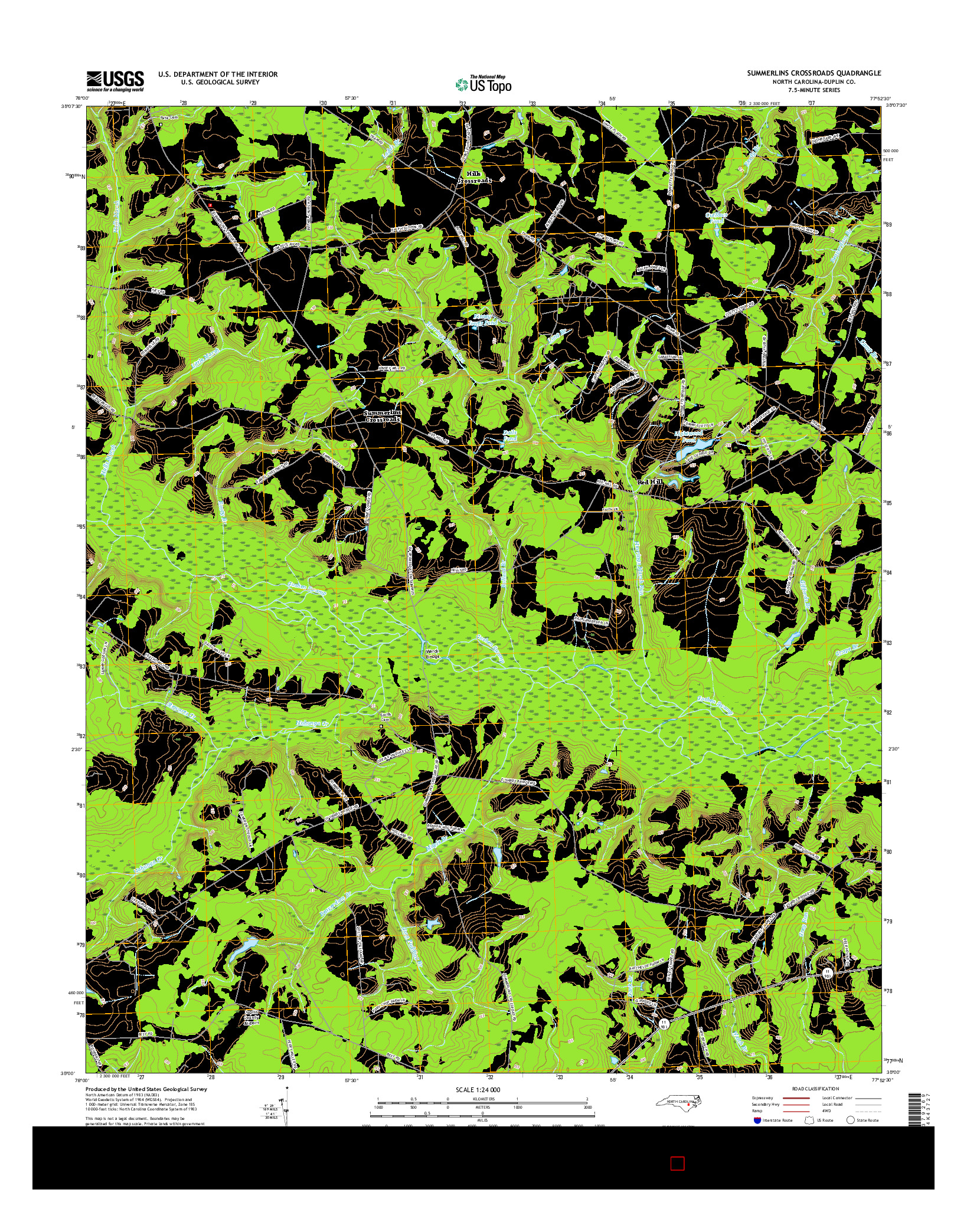 USGS US TOPO 7.5-MINUTE MAP FOR SUMMERLINS CROSSROADS, NC 2016