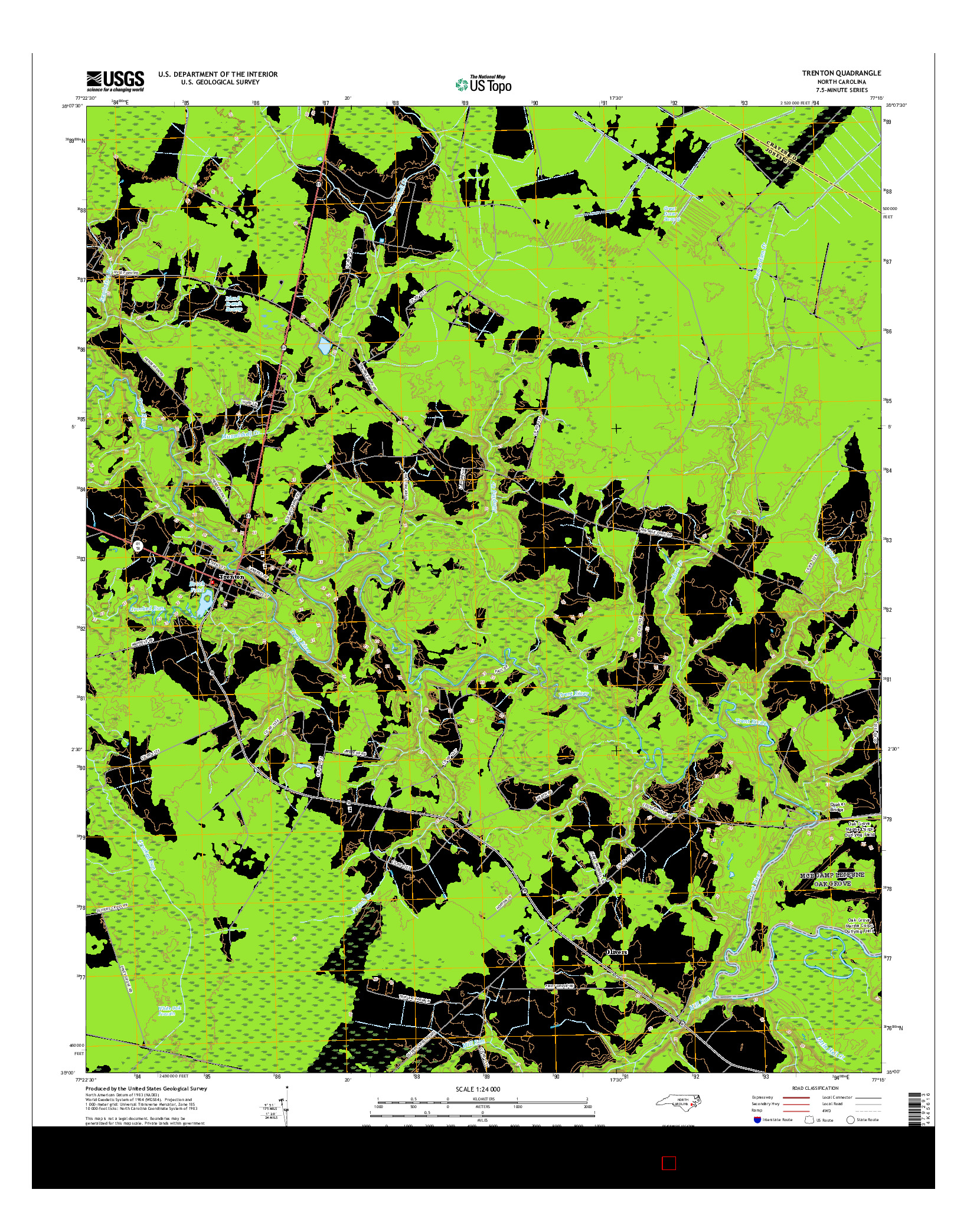 USGS US TOPO 7.5-MINUTE MAP FOR TRENTON, NC 2016