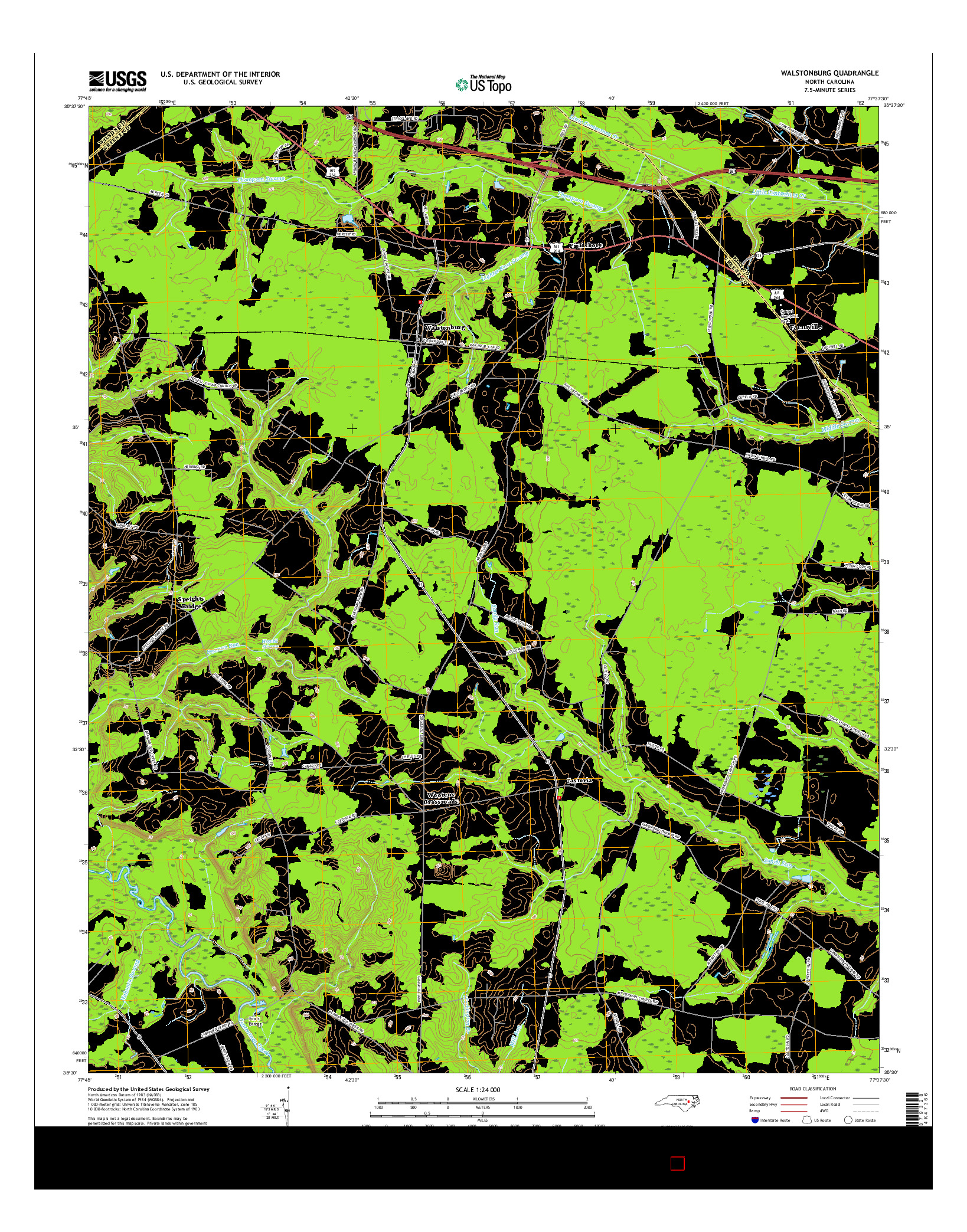 USGS US TOPO 7.5-MINUTE MAP FOR WALSTONBURG, NC 2016