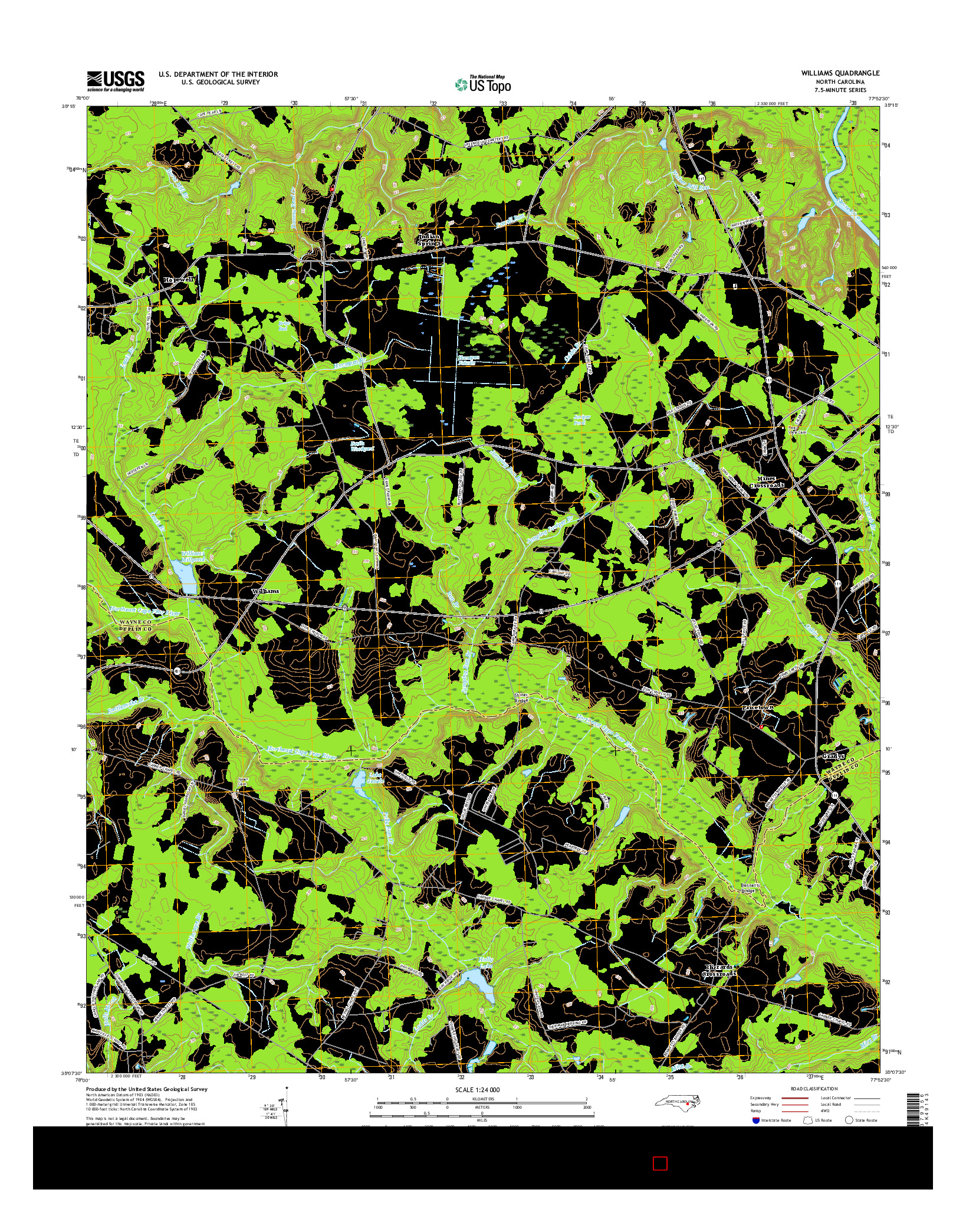 USGS US TOPO 7.5-MINUTE MAP FOR WILLIAMS, NC 2016