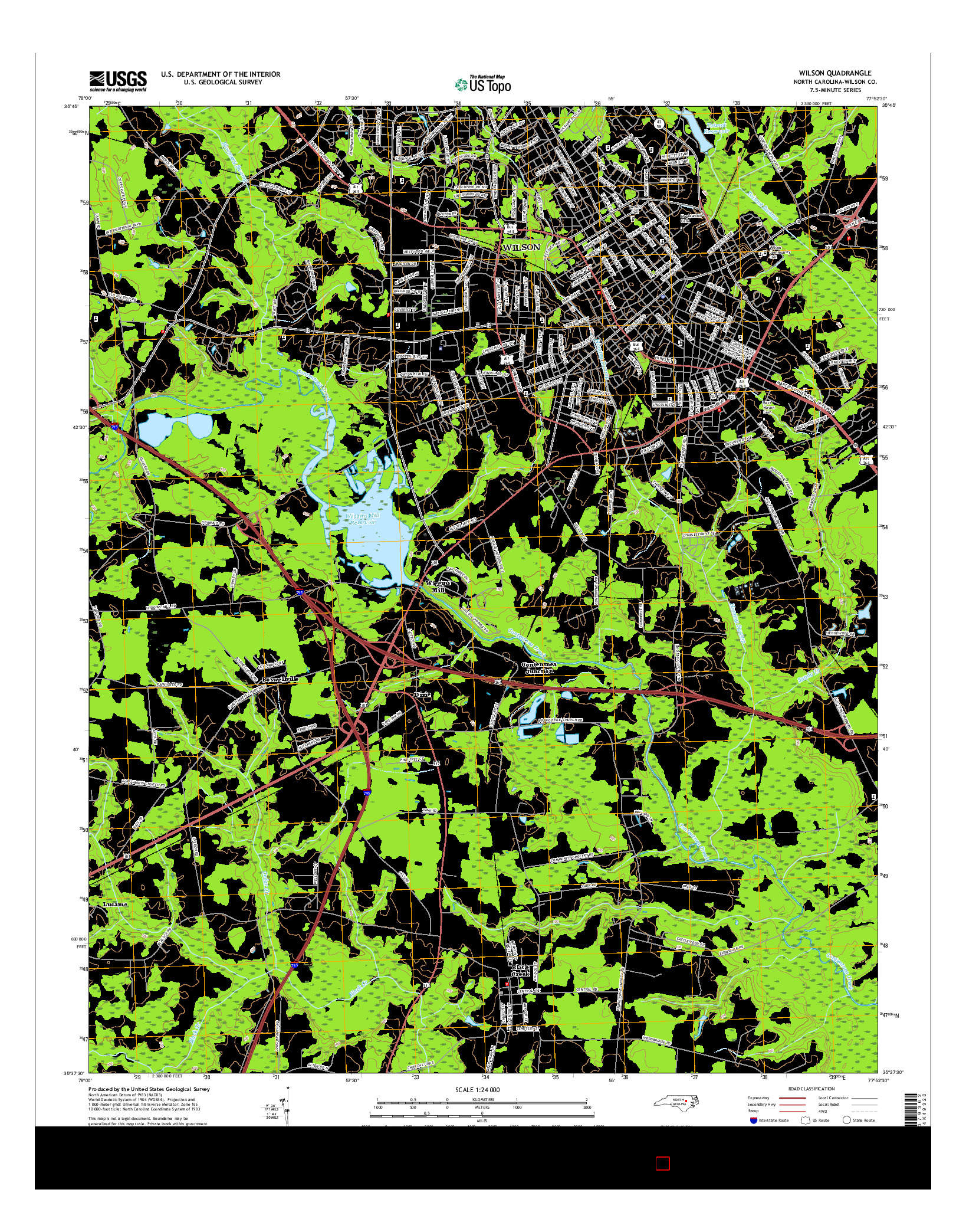 USGS US TOPO 7.5-MINUTE MAP FOR WILSON, NC 2016