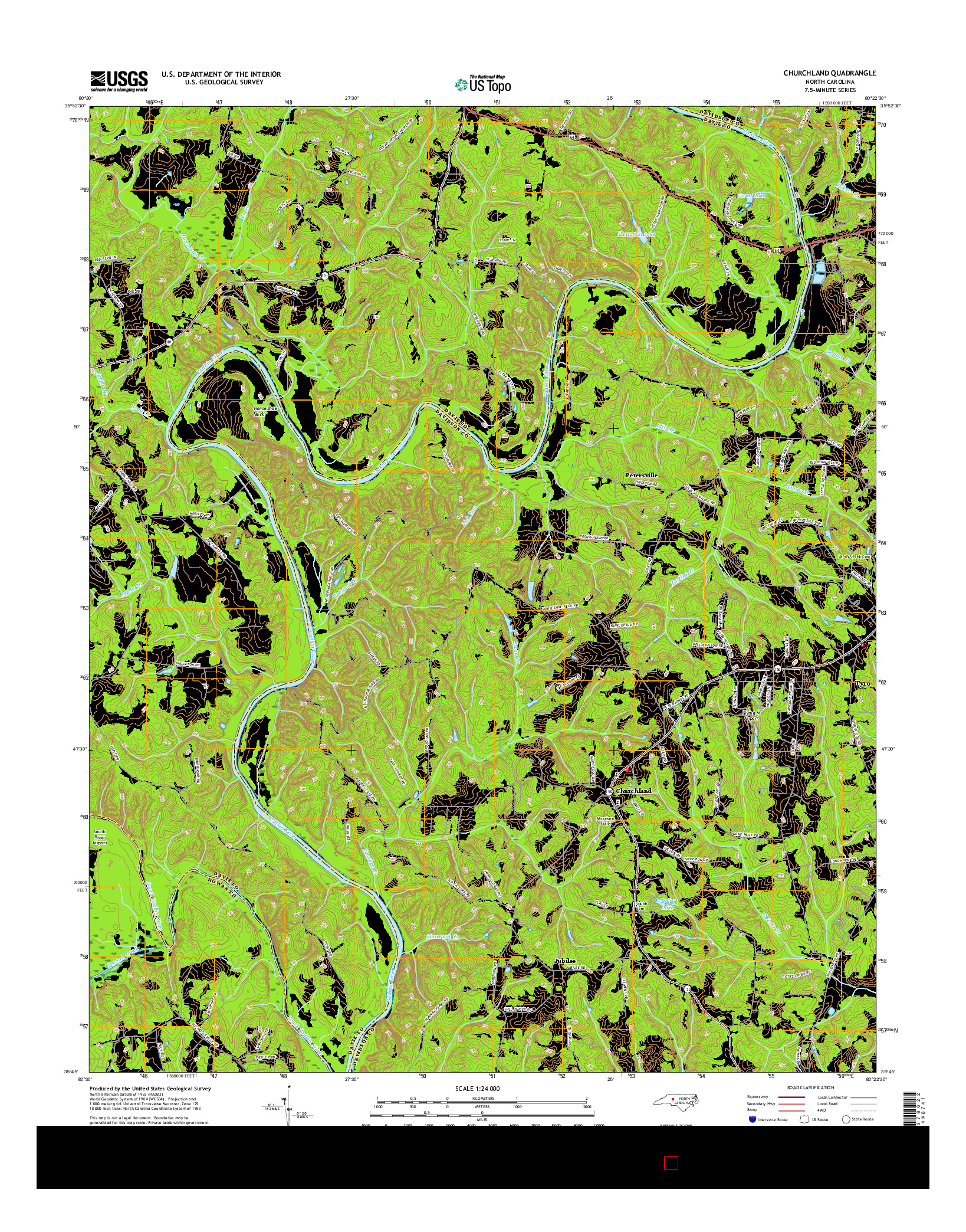 USGS US TOPO 7.5-MINUTE MAP FOR CHURCHLAND, NC 2016