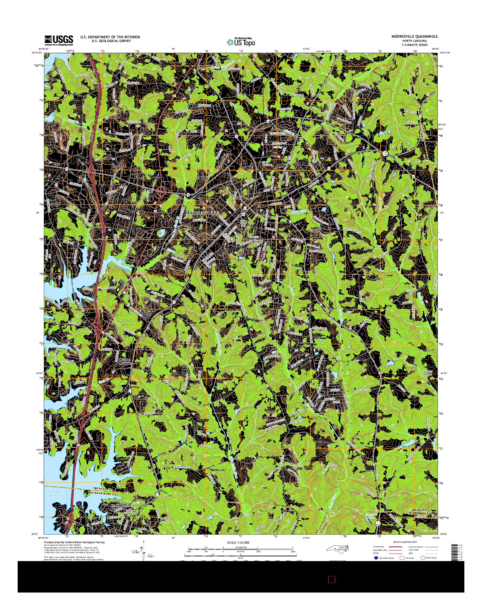 USGS US TOPO 7.5-MINUTE MAP FOR MOORESVILLE, NC 2016