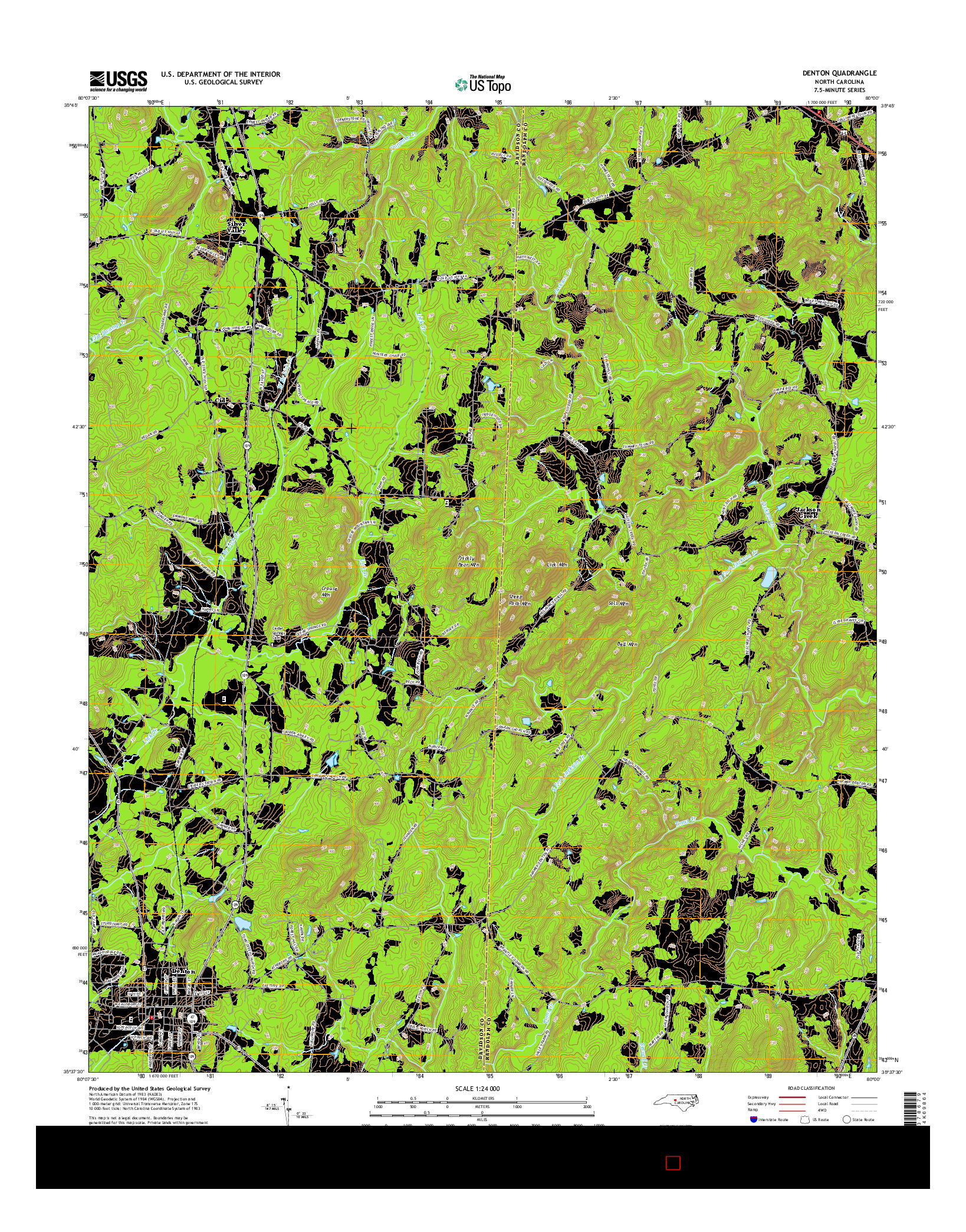 USGS US TOPO 7.5-MINUTE MAP FOR DENTON, NC 2016