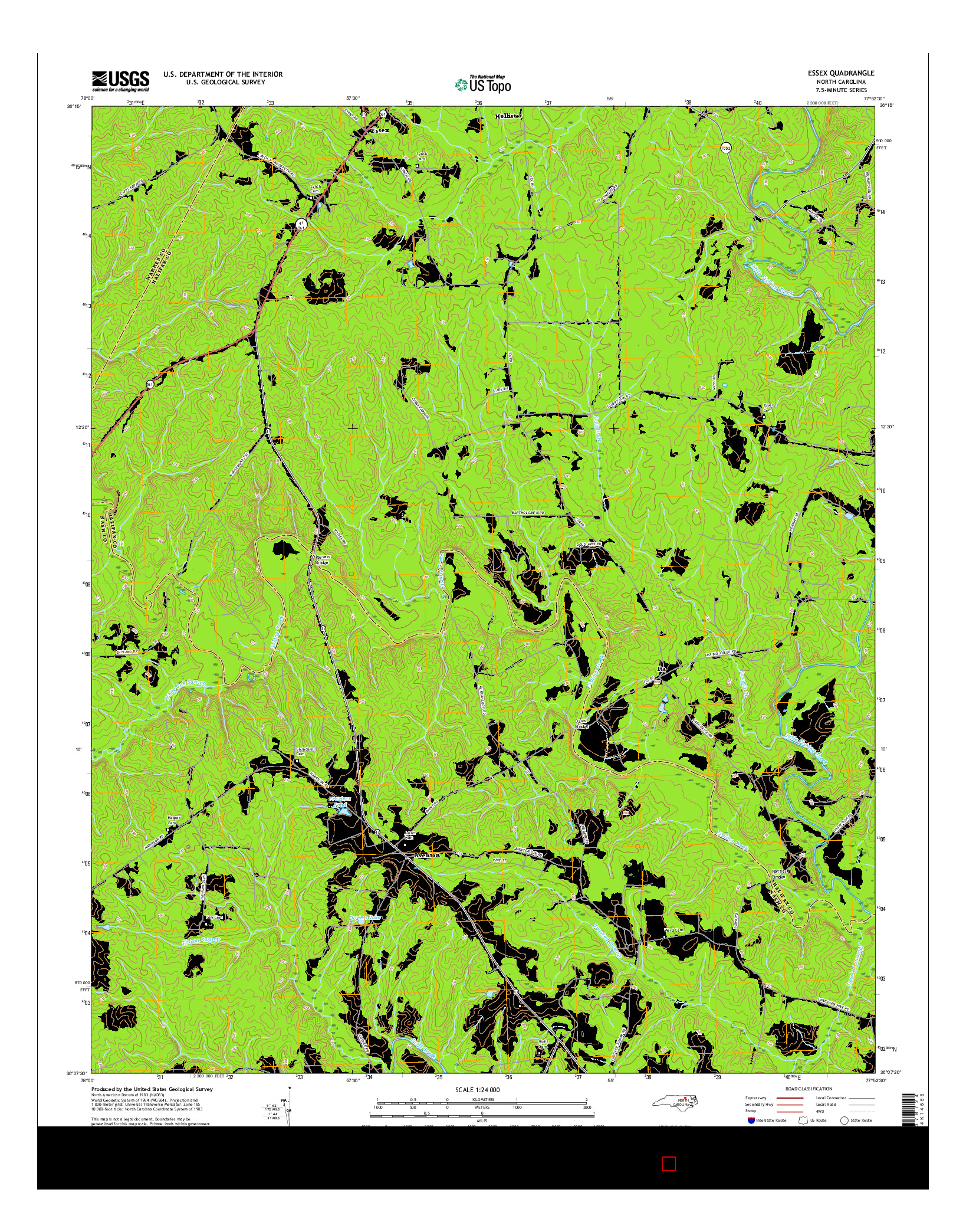 USGS US TOPO 7.5-MINUTE MAP FOR ESSEX, NC 2016