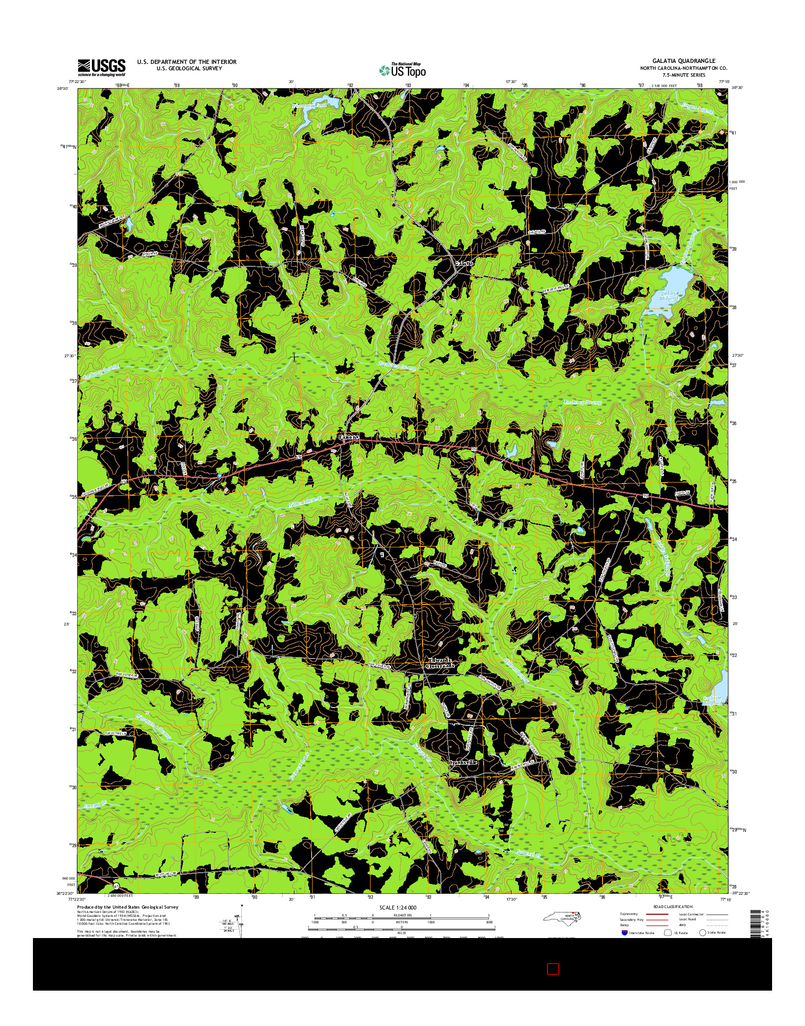 USGS US TOPO 7.5-MINUTE MAP FOR GALATIA, NC 2016