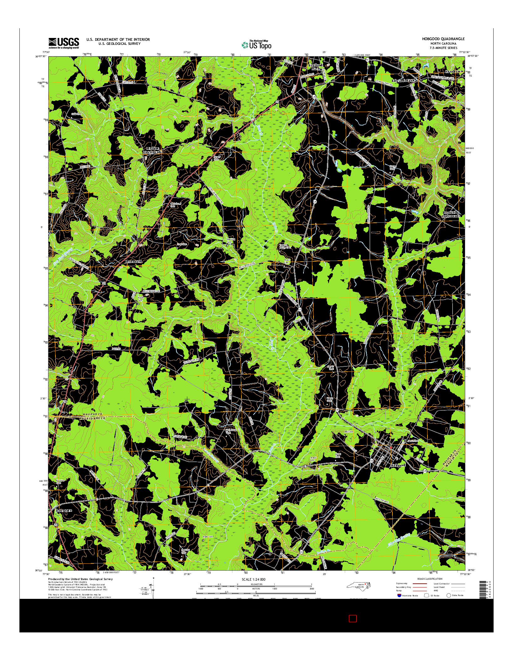 USGS US TOPO 7.5-MINUTE MAP FOR HOBGOOD, NC 2016