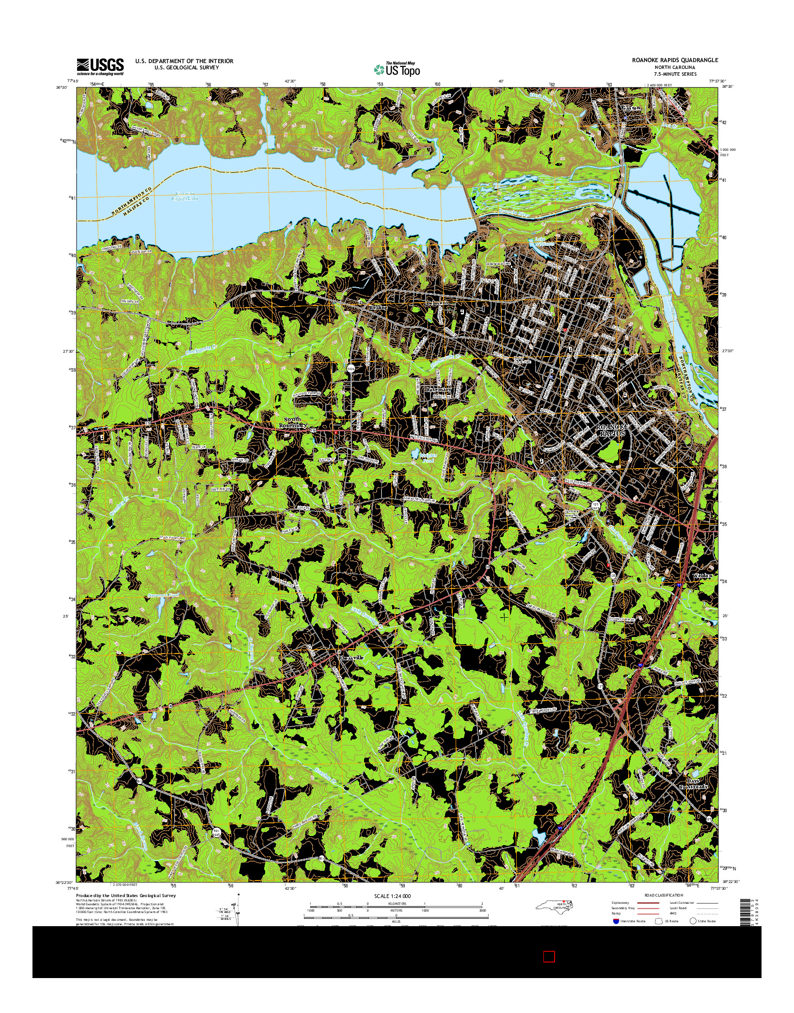 USGS US TOPO 7.5-MINUTE MAP FOR ROANOKE RAPIDS, NC 2016