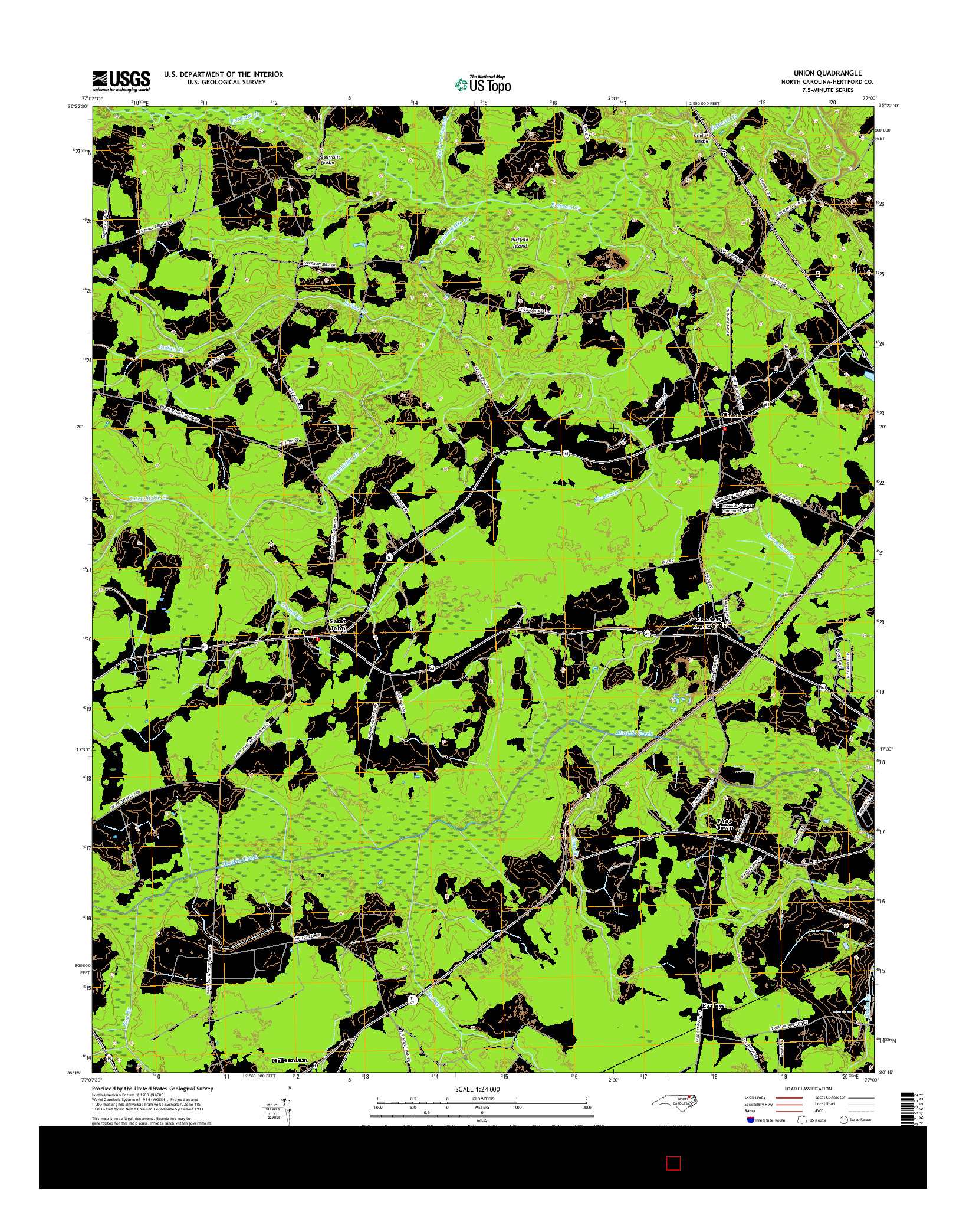 USGS US TOPO 7.5-MINUTE MAP FOR UNION, NC 2016