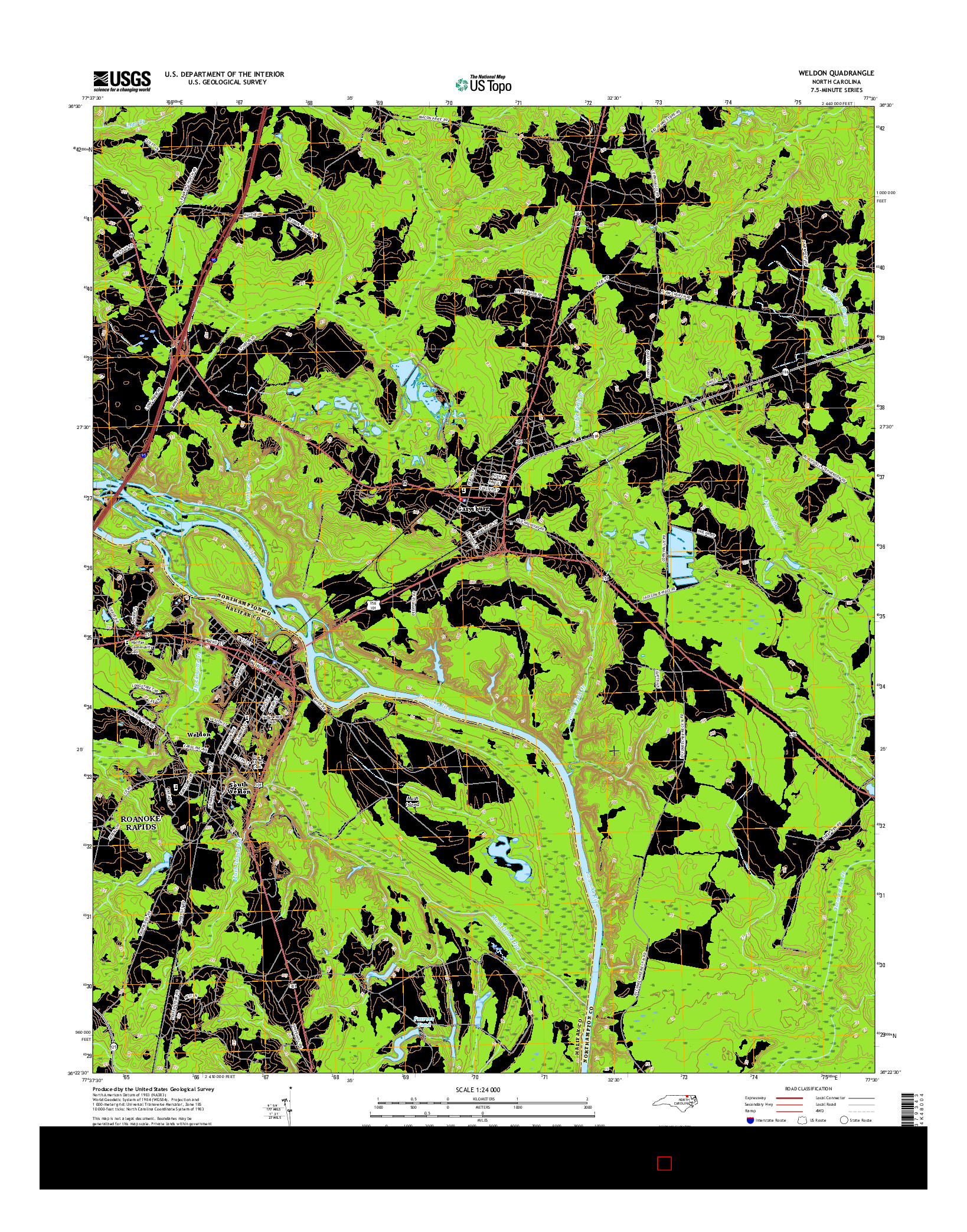 USGS US TOPO 7.5-MINUTE MAP FOR WELDON, NC 2016