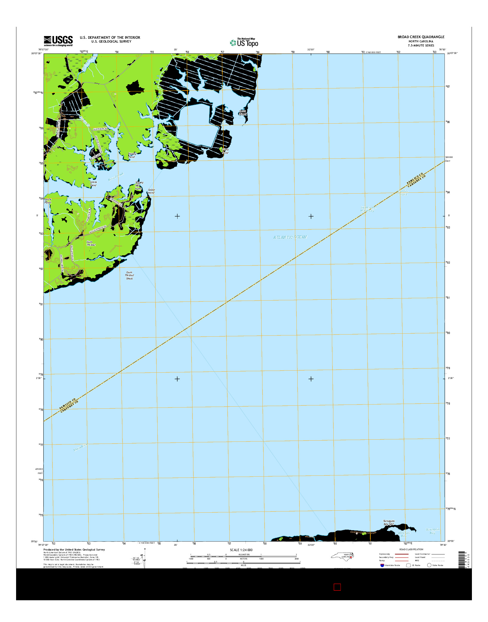 USGS US TOPO 7.5-MINUTE MAP FOR BROAD CREEK, NC 2016