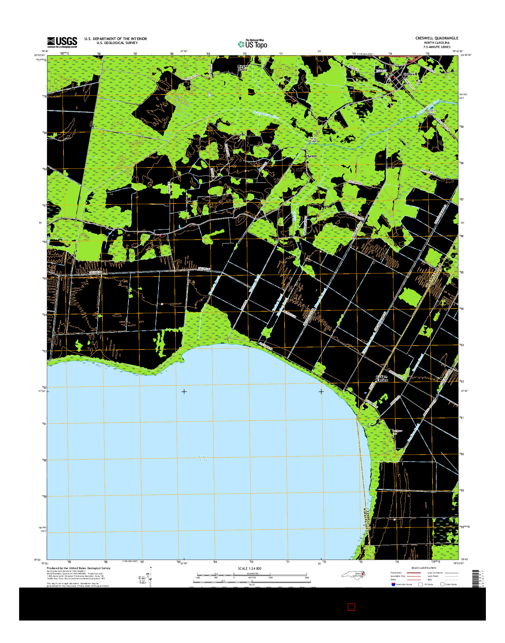 USGS US TOPO 7.5-MINUTE MAP FOR CRESWELL, NC 2016