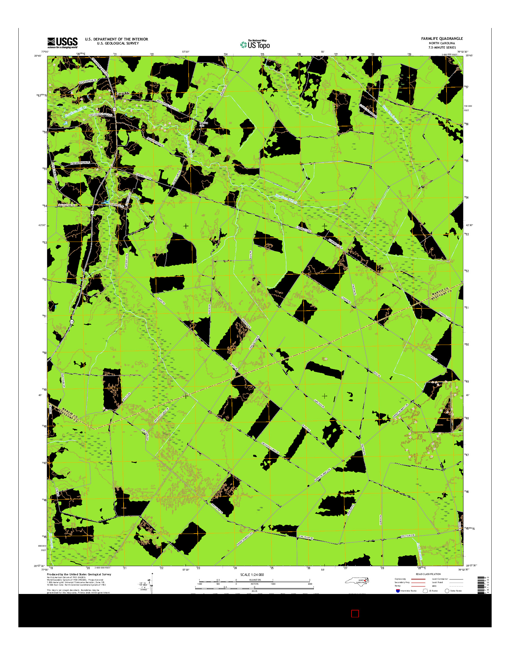 USGS US TOPO 7.5-MINUTE MAP FOR FARMLIFE, NC 2016