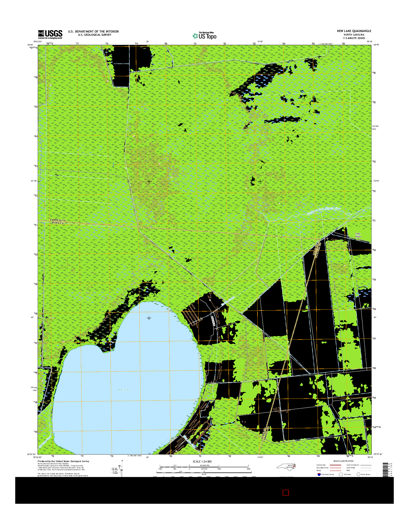 USGS US TOPO 7.5-MINUTE MAP FOR NEW LAKE, NC 2016